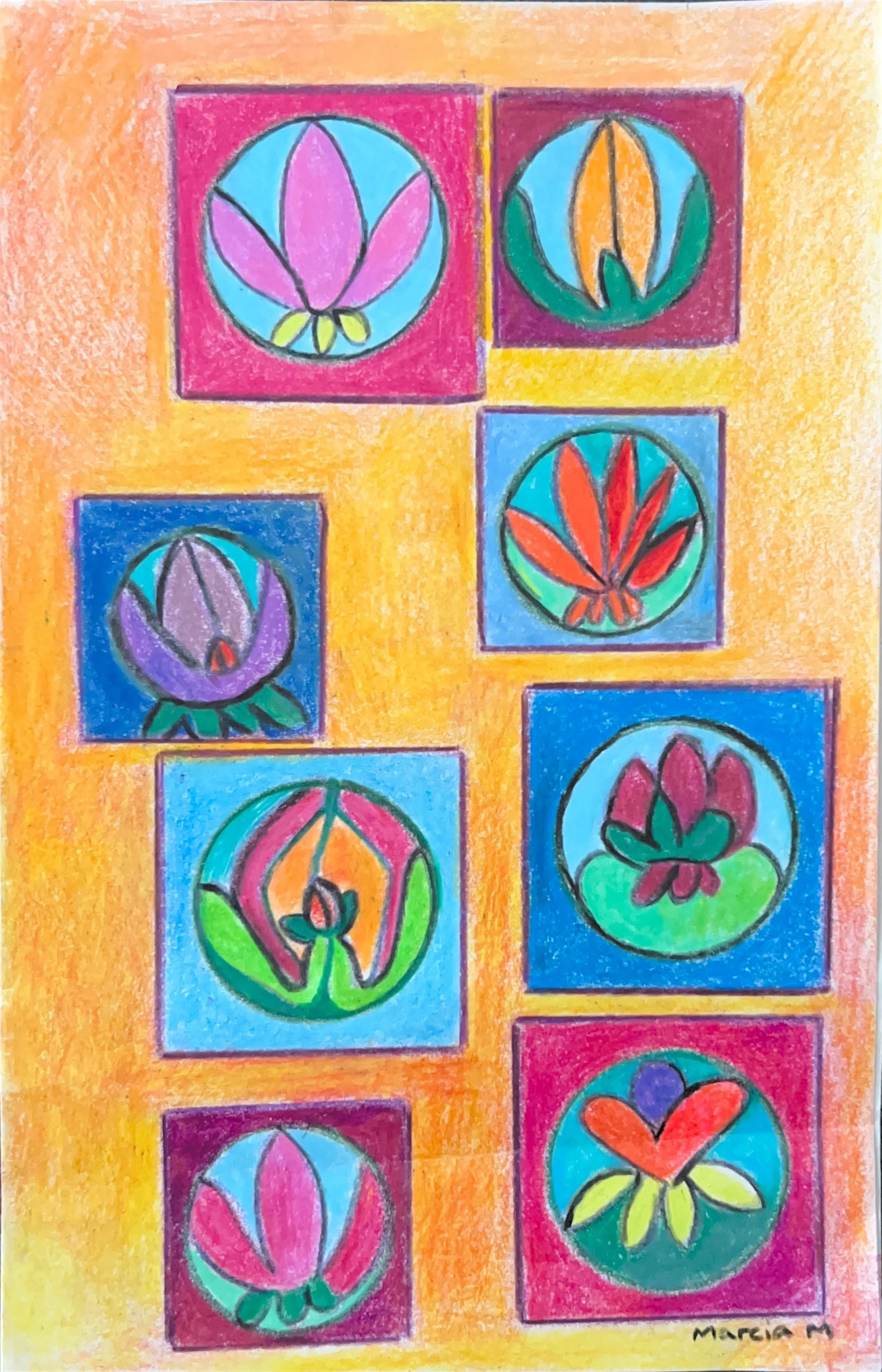 "At Your Lotus Feet I do Bow" 1990's, Colored pencil on paper