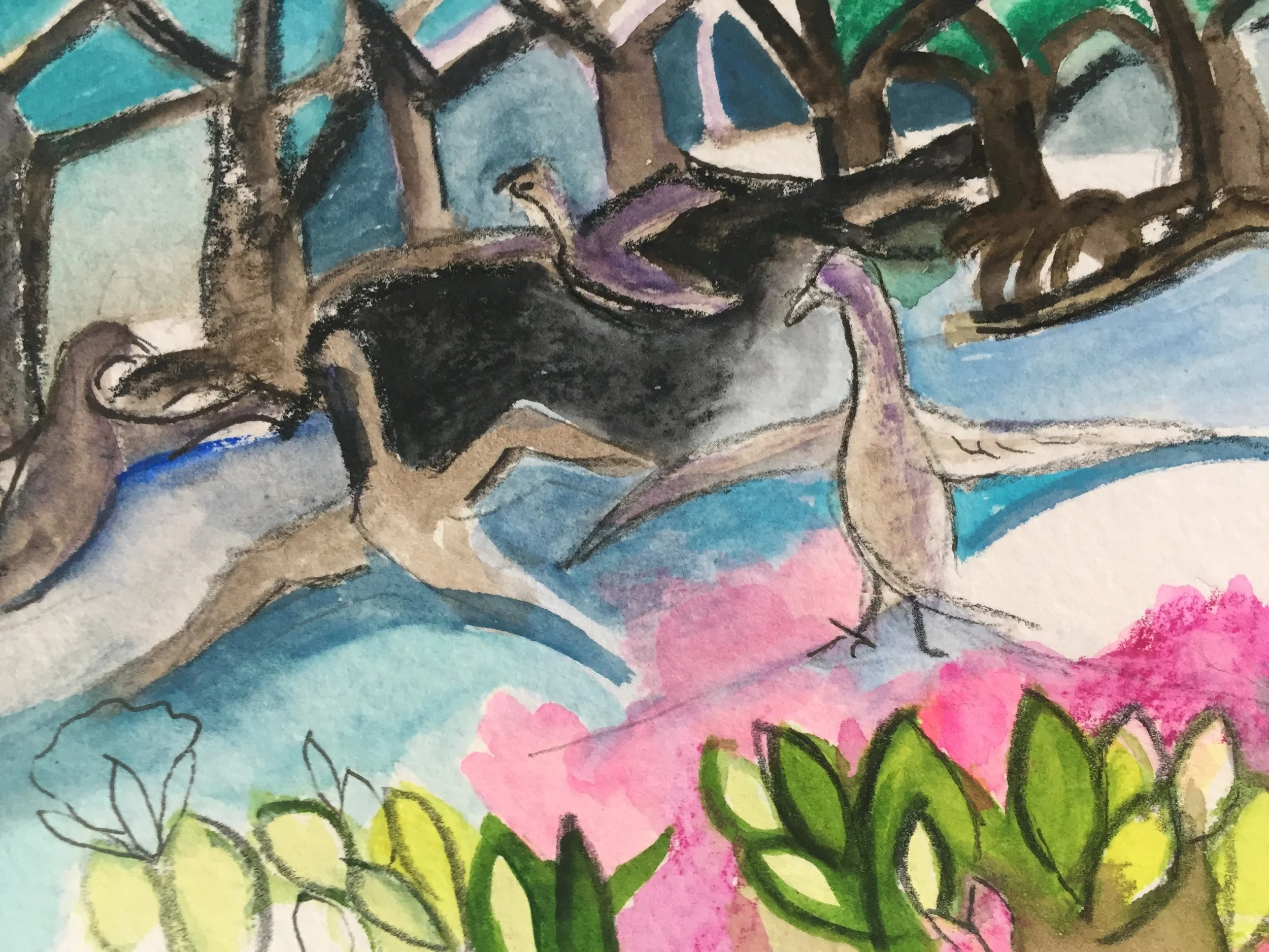 "Birds In Flight" 2021, Watercolor on paper