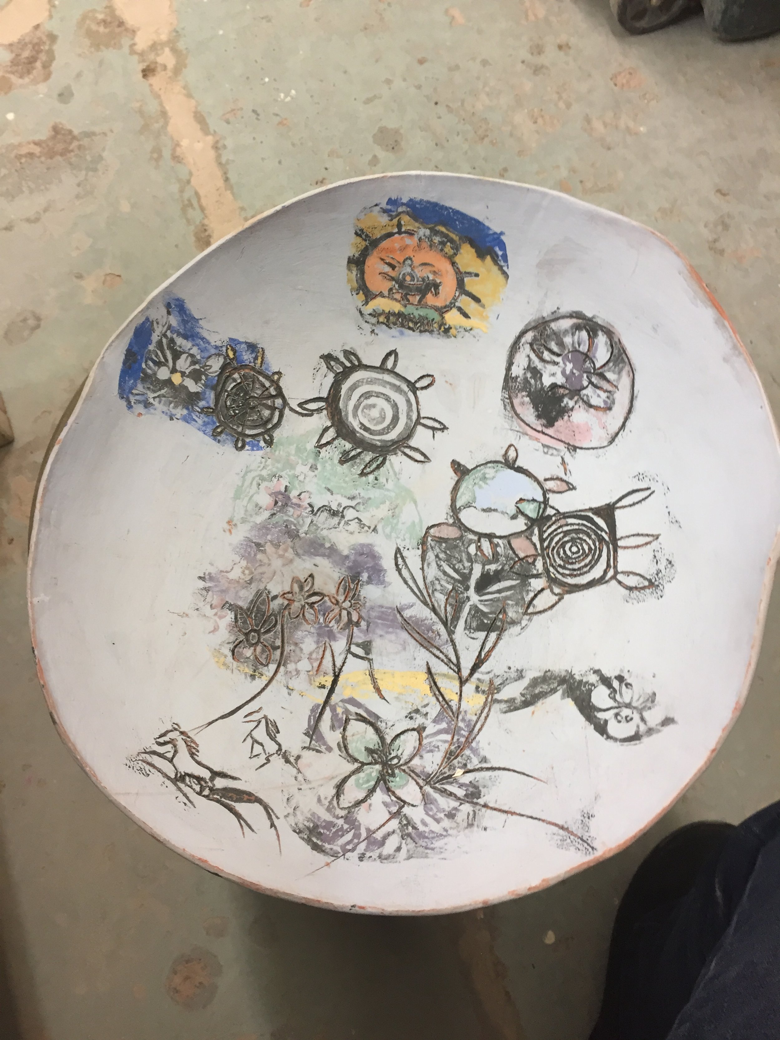 "Ancient Symbols from Ascended Masters" 2020, Ceramic Handmade porcelain platter 