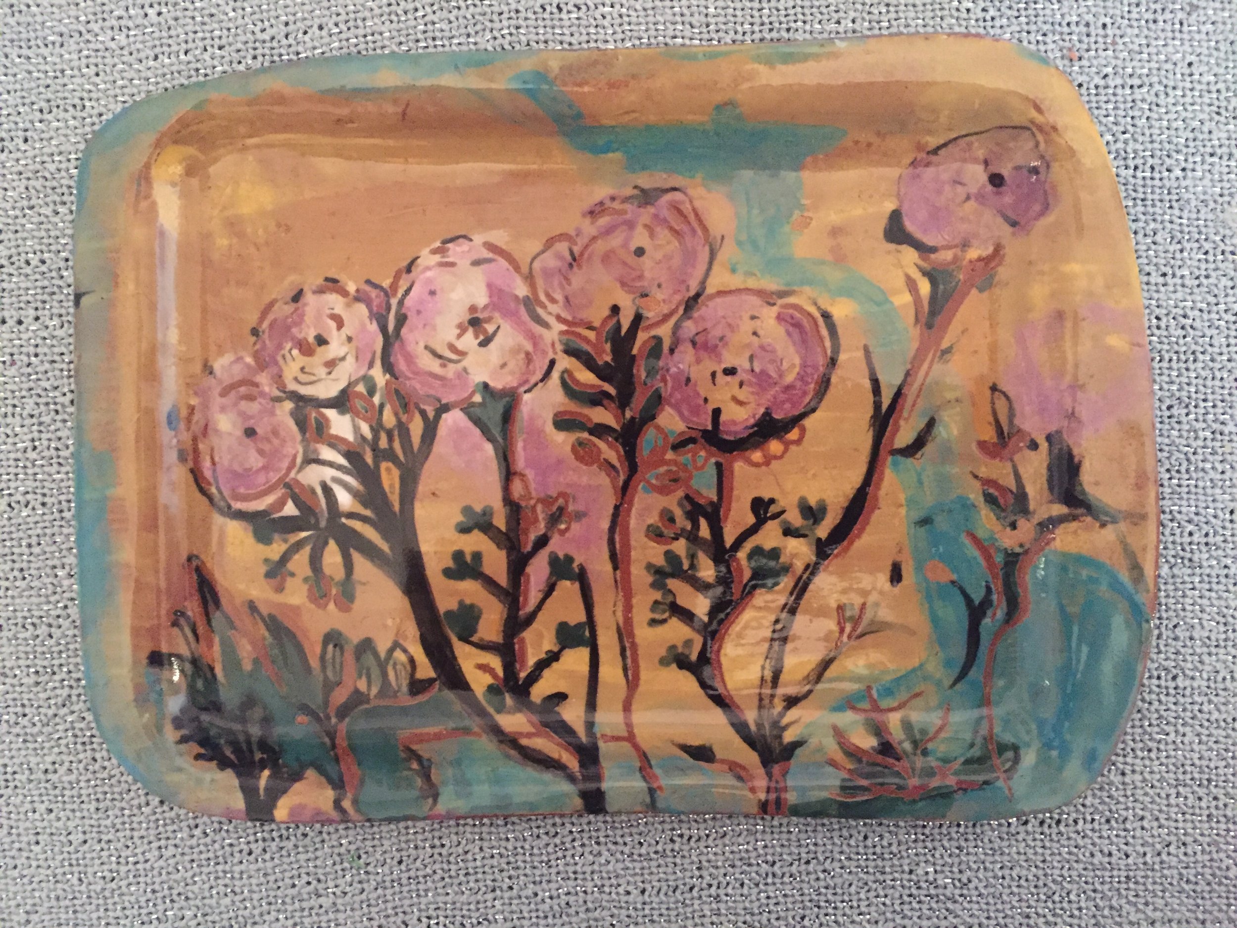 "Flowers in my Garden"  2020's, Ceramic porcelain handmade dish
