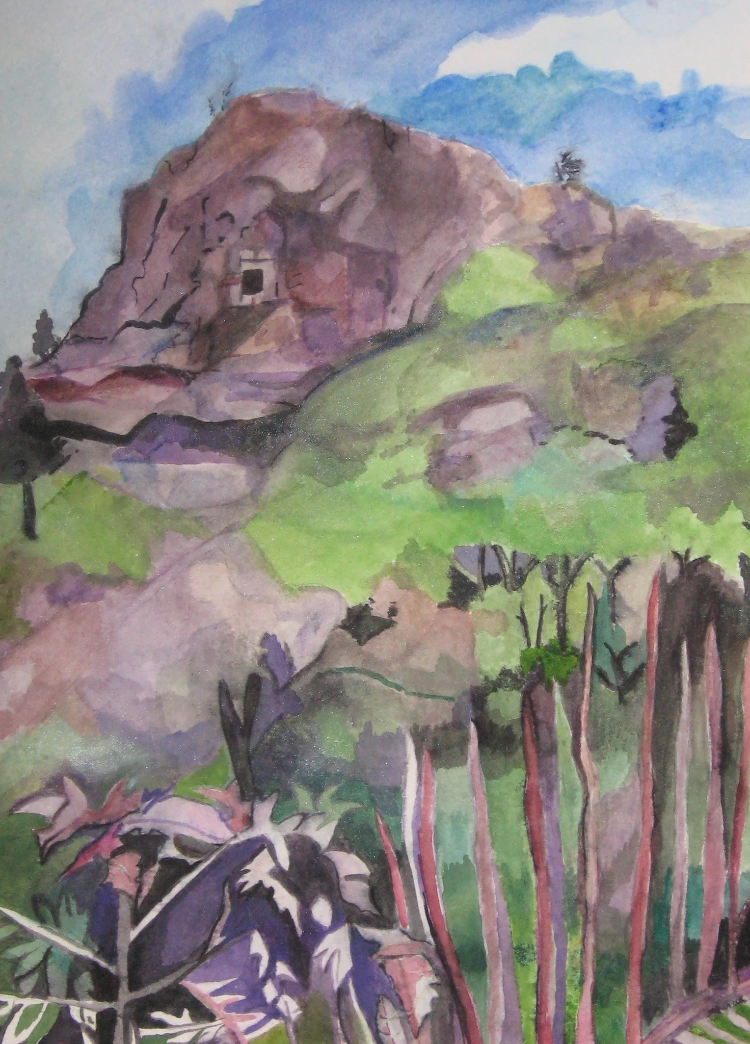 "Sai Baba's Cave"2009, Watercolor on paper, Valley of the Saints, India