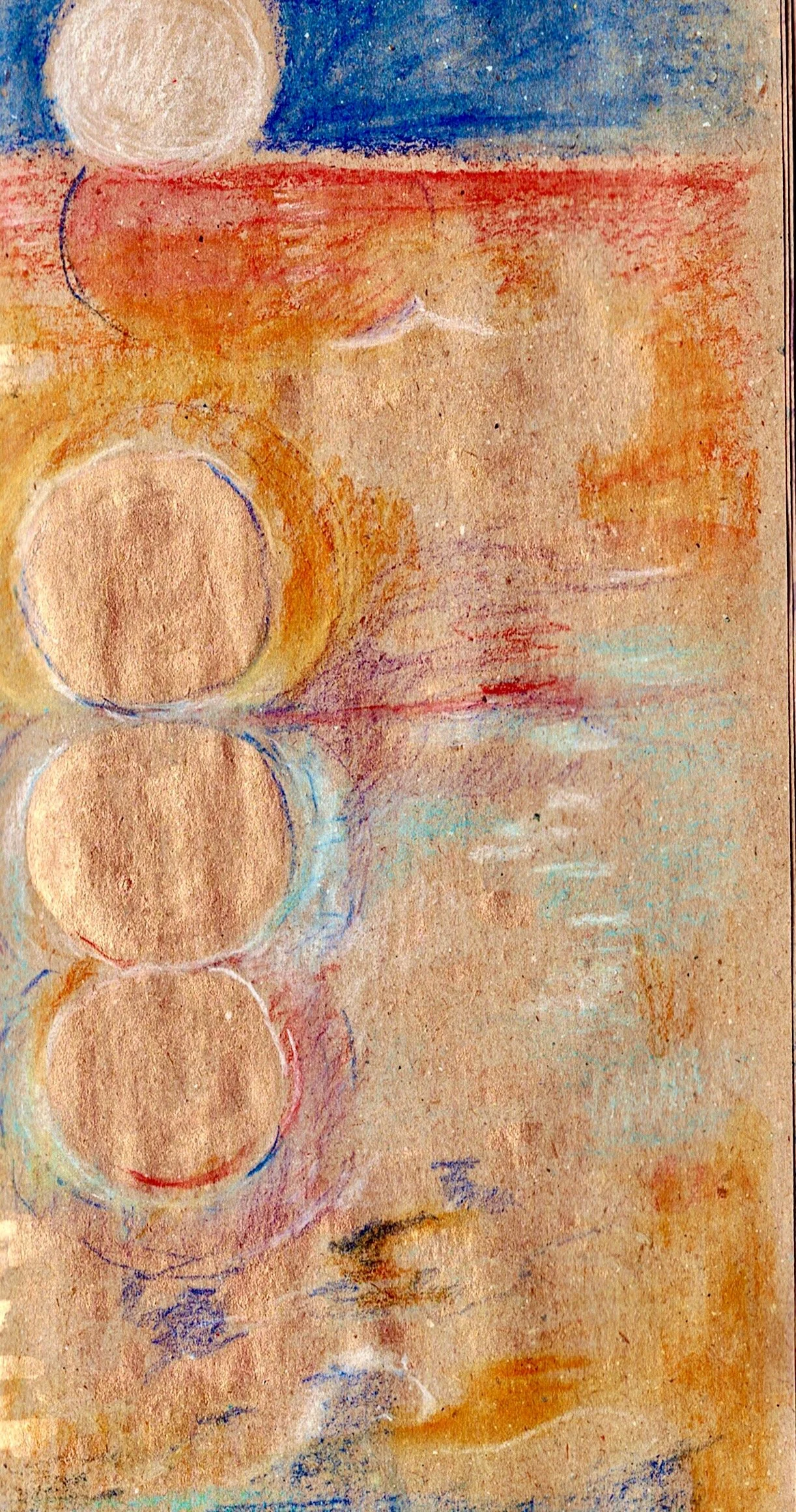 "Three Golden Worlds, With the Luminescent Moon" 2024, Watercolor on paper