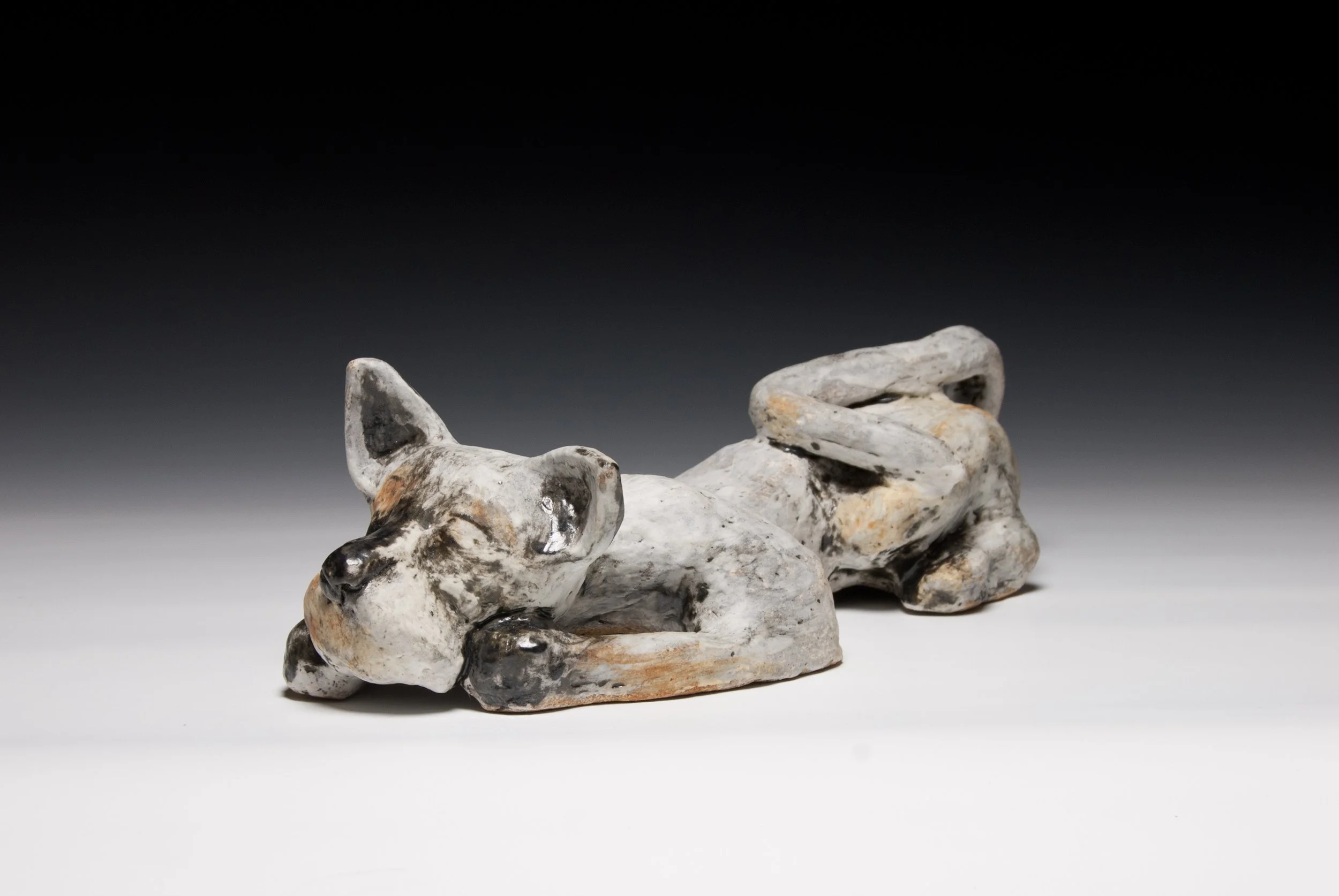 "Reclining Lion Dog Ceramic" 2018, Stoneware sculpture 