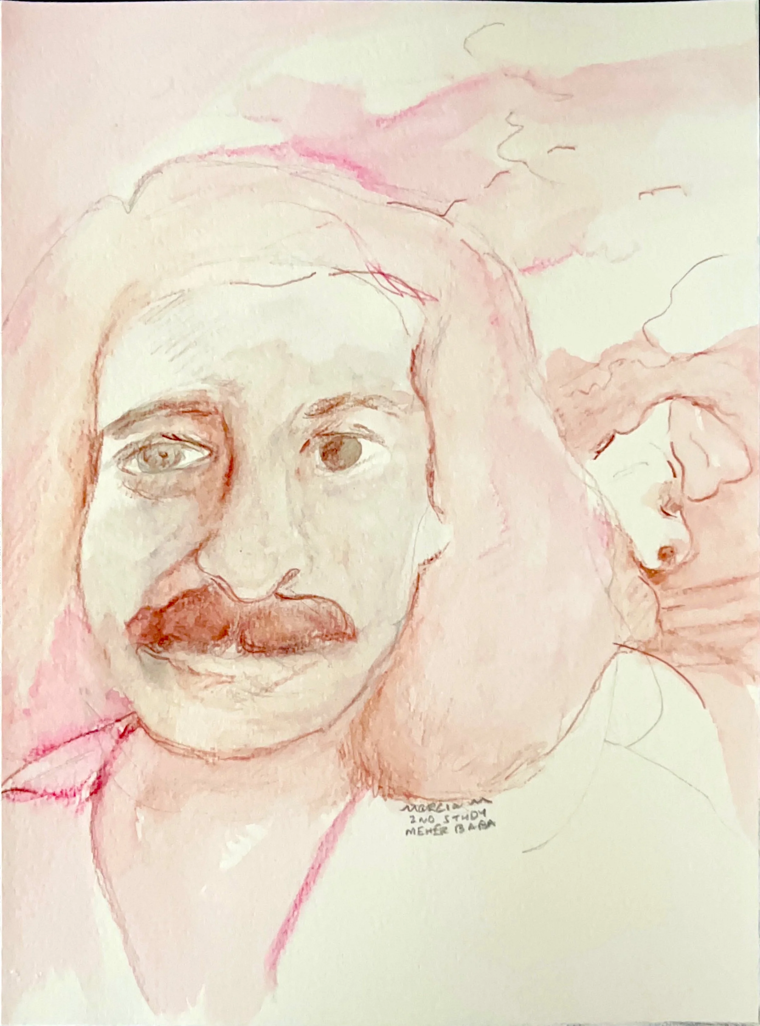 "2nd Study Meher Baba" 2021, Watercolor on paper