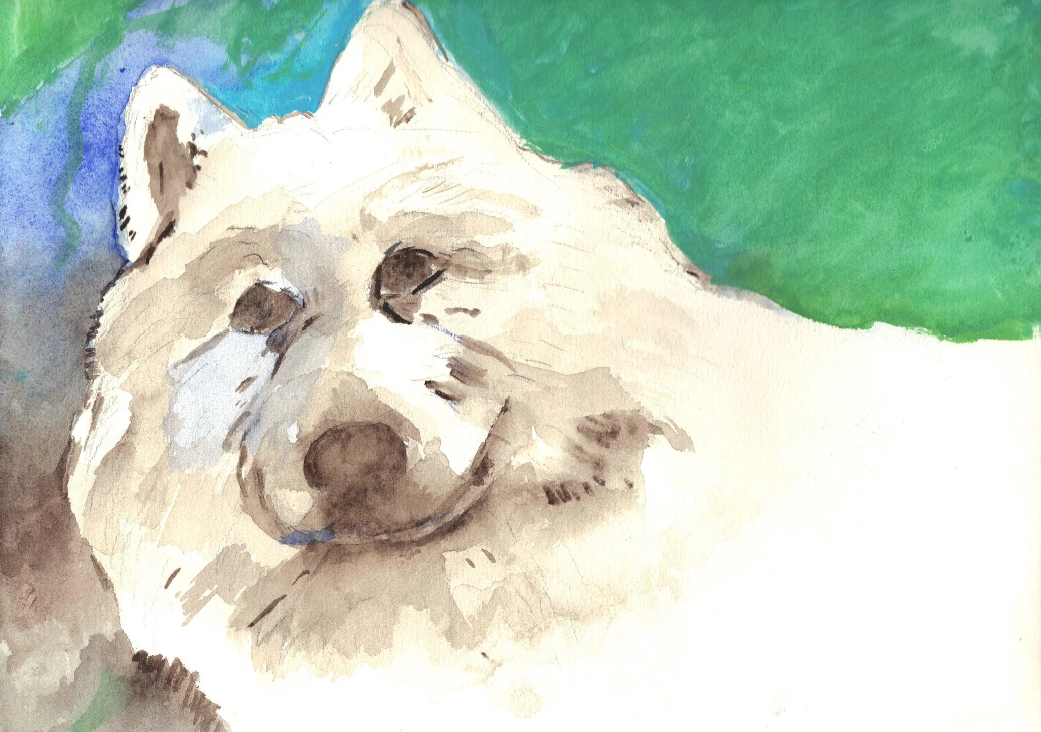 "Muddy" 1980's, Watercolor on paper