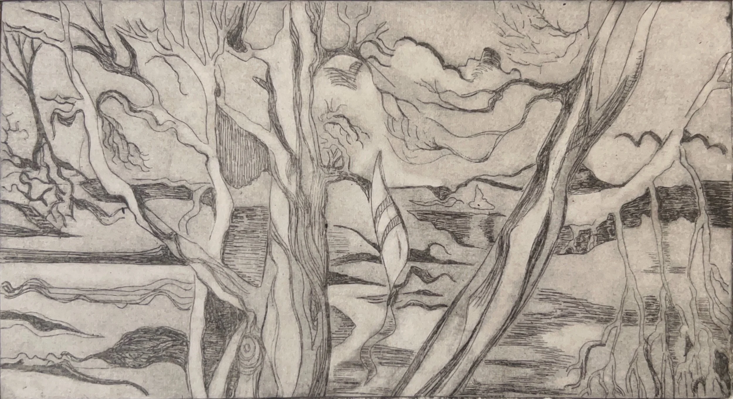 "Lake Heron" 1980's, Lithograph on paper