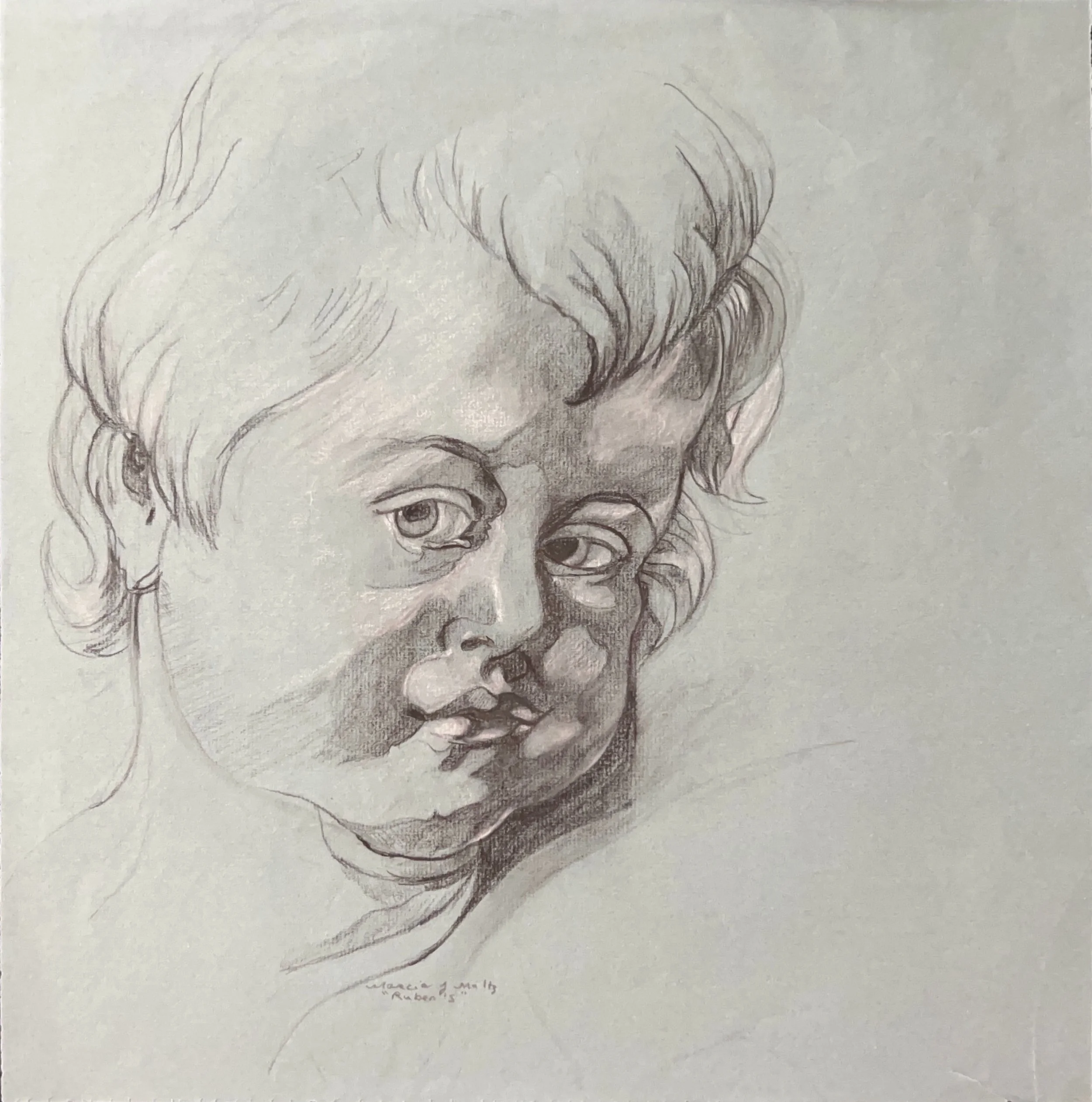 "Ruben Is" 1960's, Charcoal on archival paper