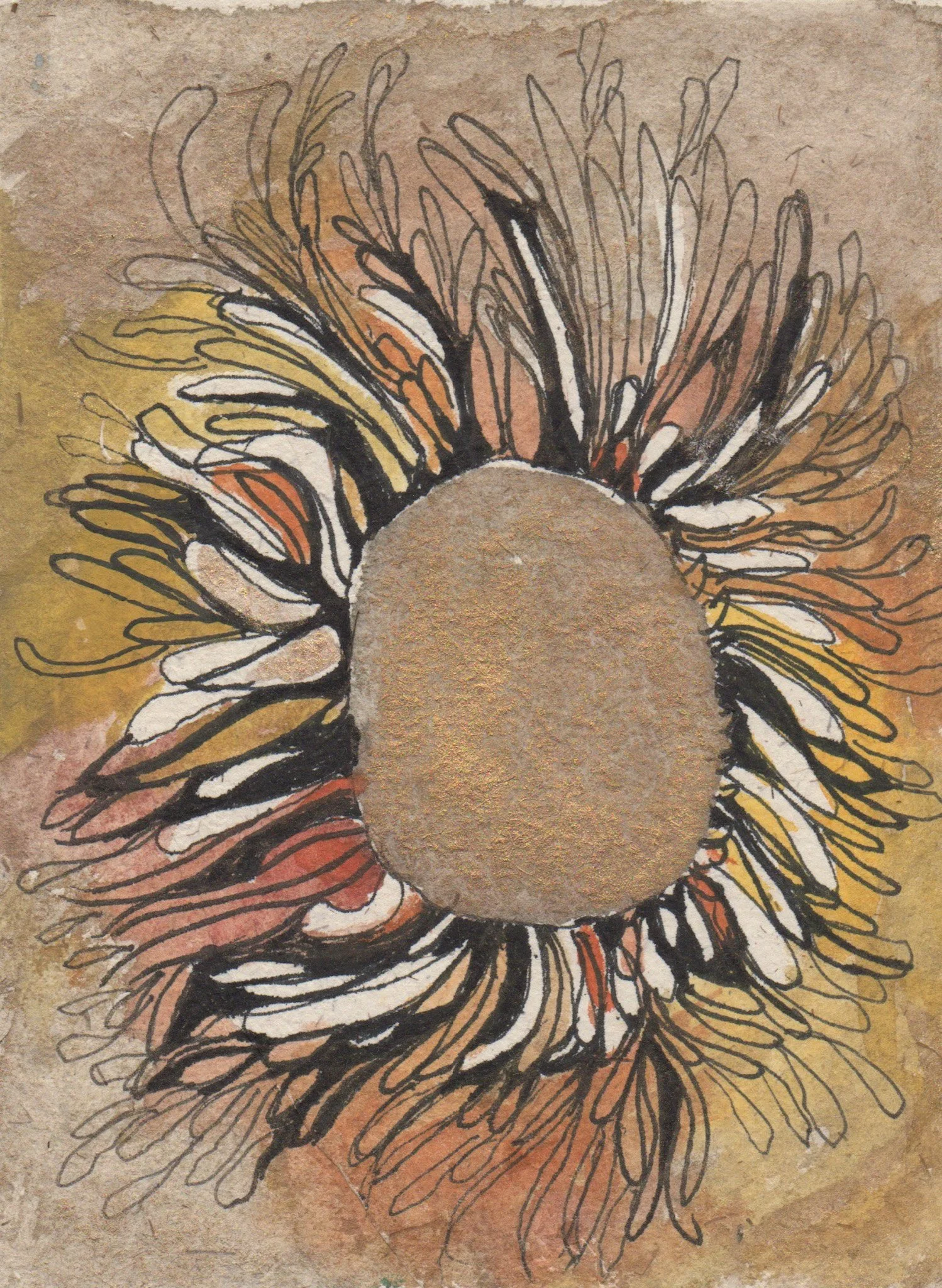 "Golden Meditation" 11/13/2011, Watercolor & ink on Arches watercolor paper