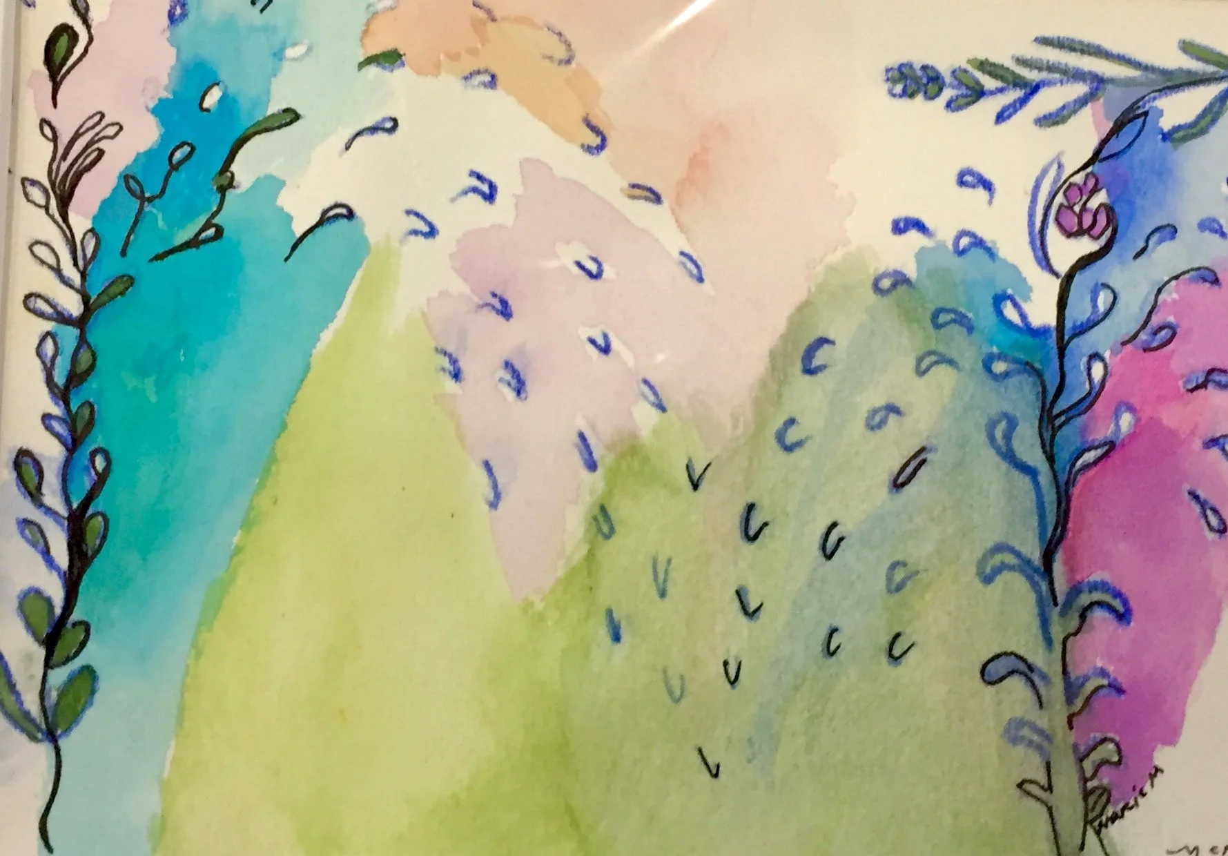 "Raining Tears for All" 2021, Watercolor on paper