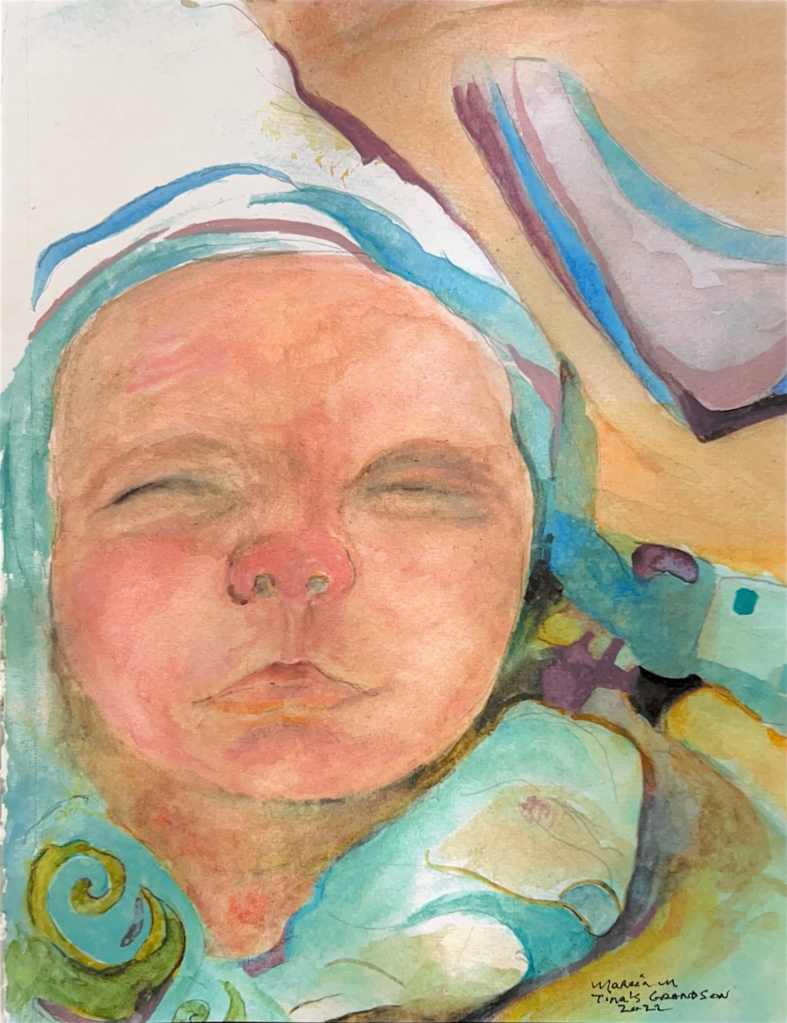 "Grandson" 2022, Watercolor on paper
