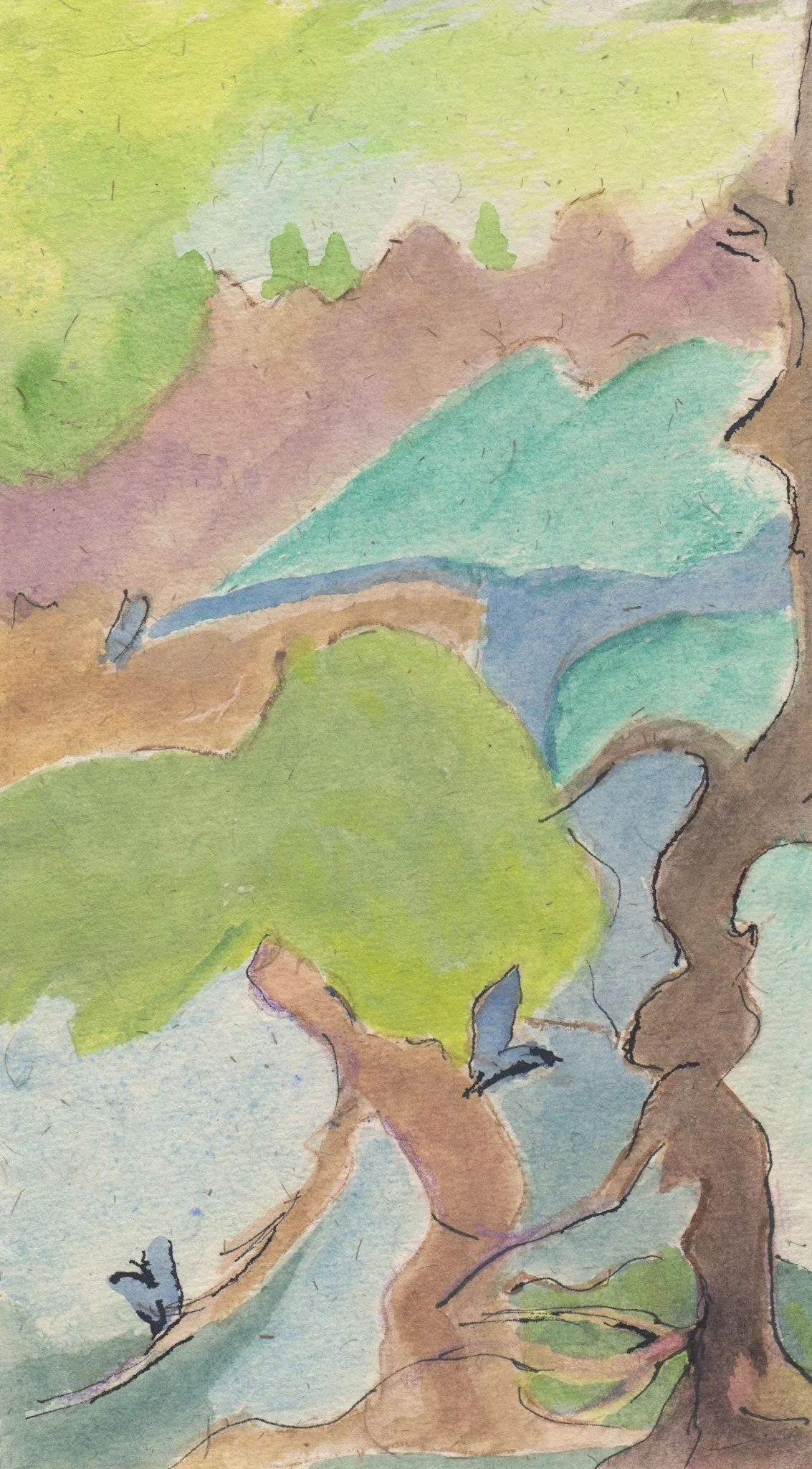 "Butterfly Trees" 2014, Watercolor on handmade paper from India