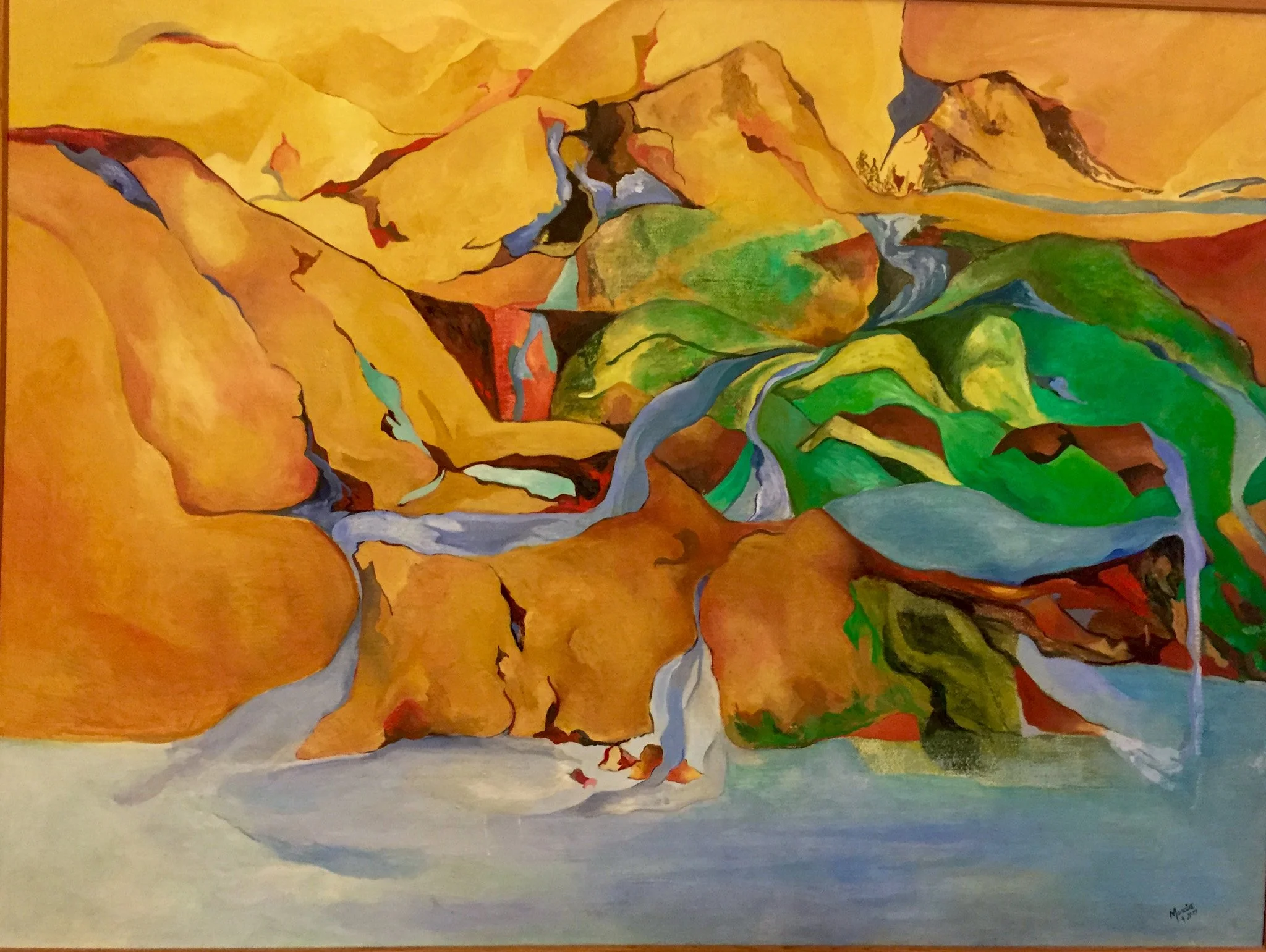 "Hidden in the Hot Spring" 1990's, Acrylic on Canvas, New Mexico
