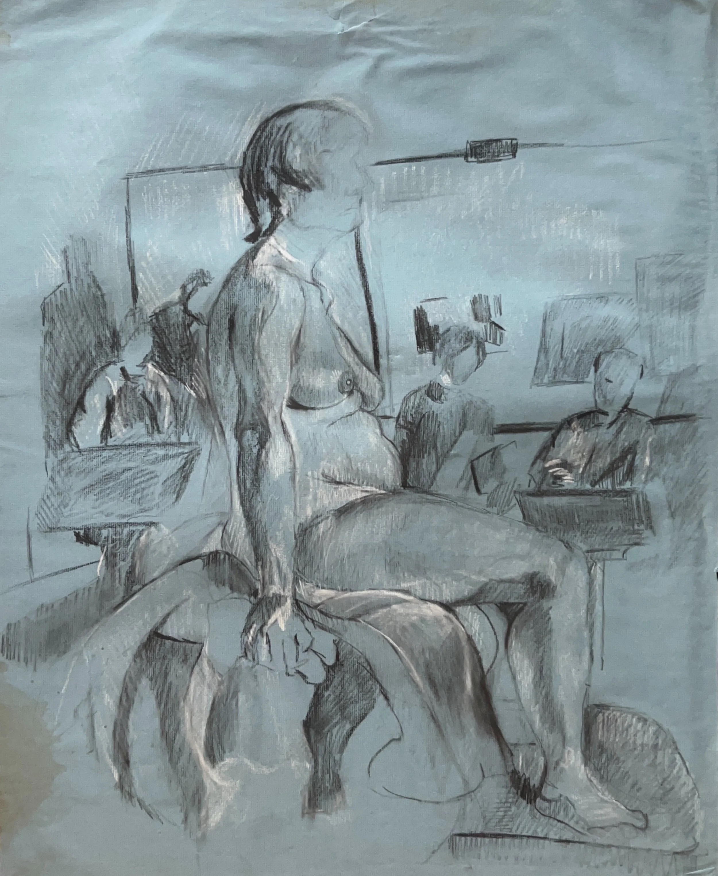 "Female Nude Study 2" 1980’s,
Charcoal on paper