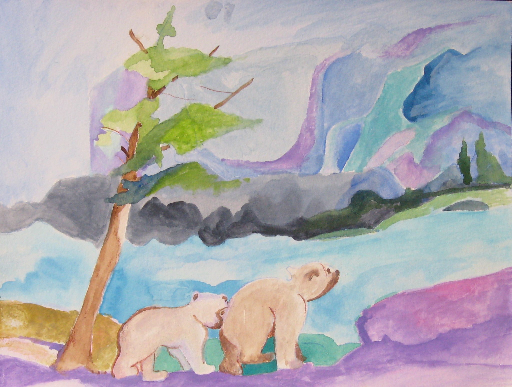  "A Polar Bear's Journey" 1970's, Watercolor on paper