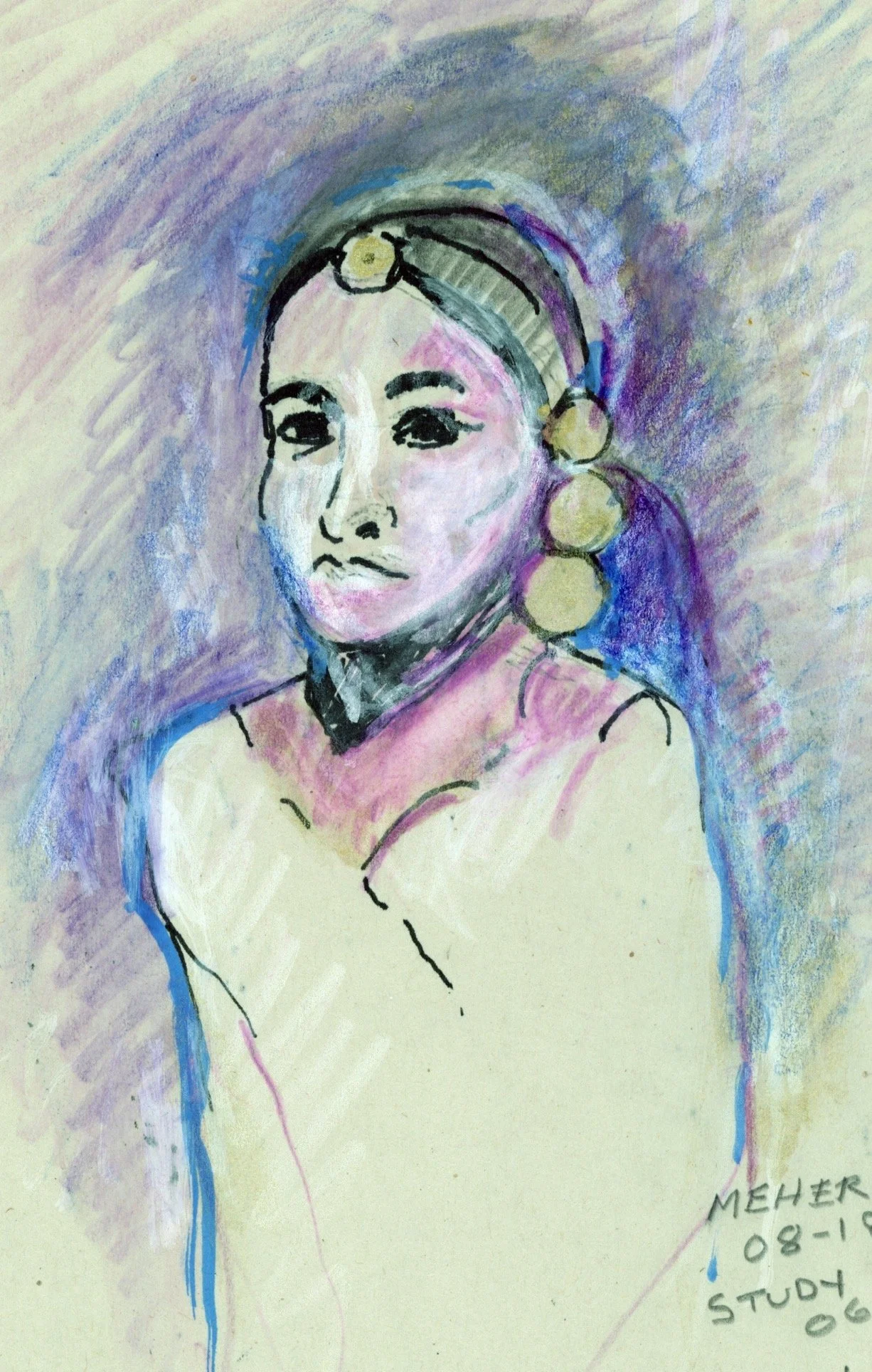 "Mehera Study" 2024, Colored pencil on paper