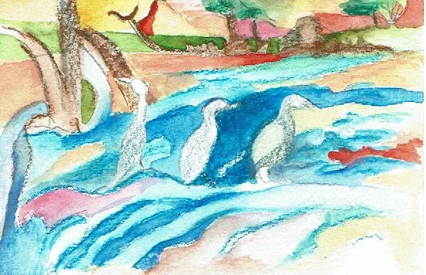 "Birds' In the Breeze" 2021, Watercolor on paper