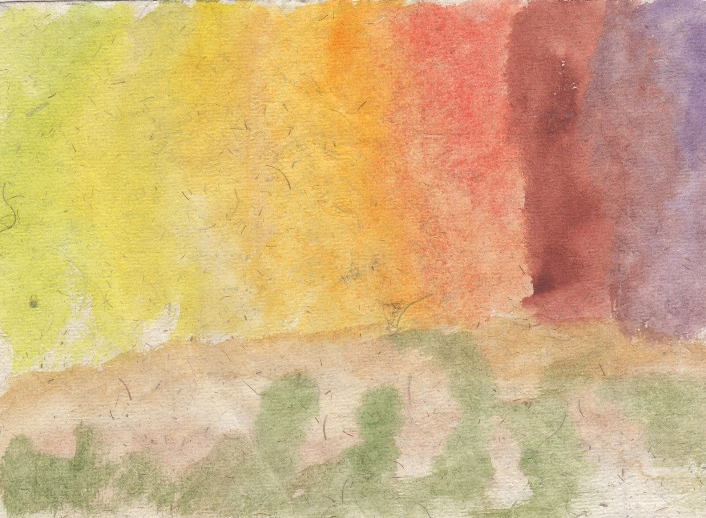 "A Most Unusual Sky India" 2009, Watercolor on handmade paper from India, 5 set rainbow series
