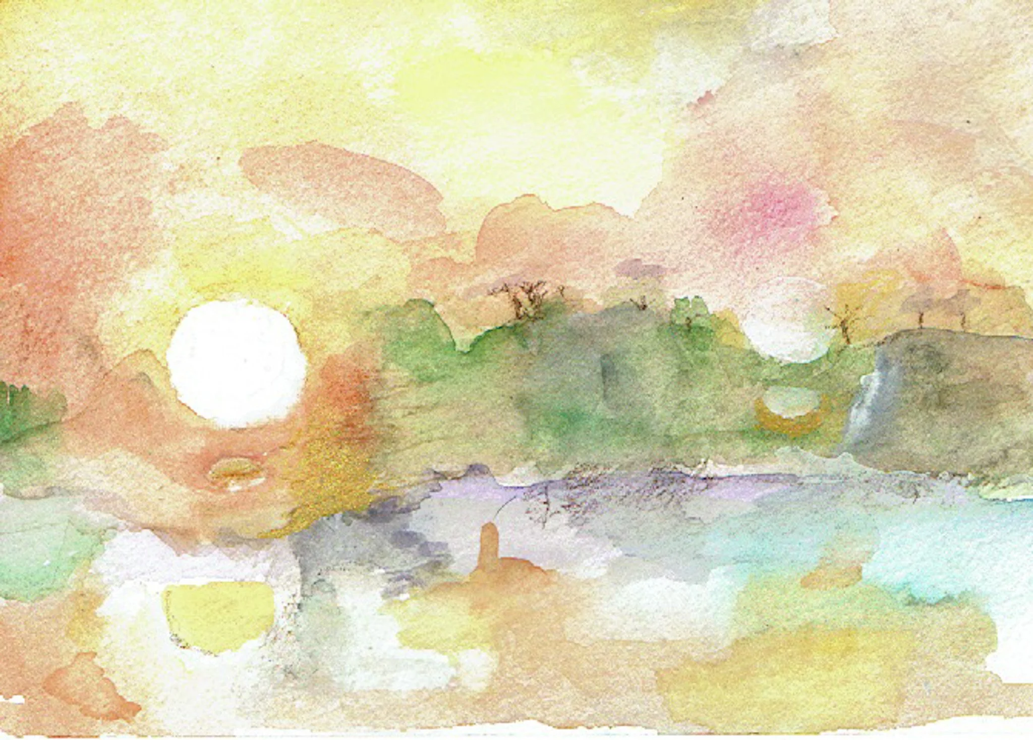 "Sun Shining On Me, Saturating the Soul" 2023, Watercolor on paper