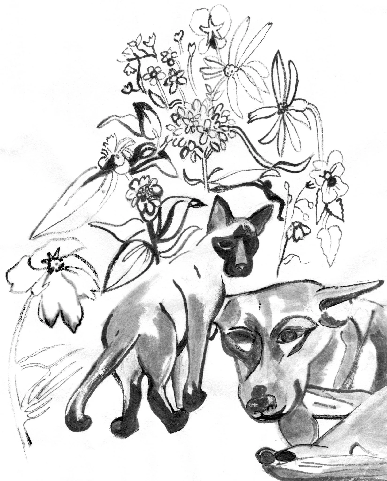 "Spook Silkscreen" 2012, Pen & ink wash on paper