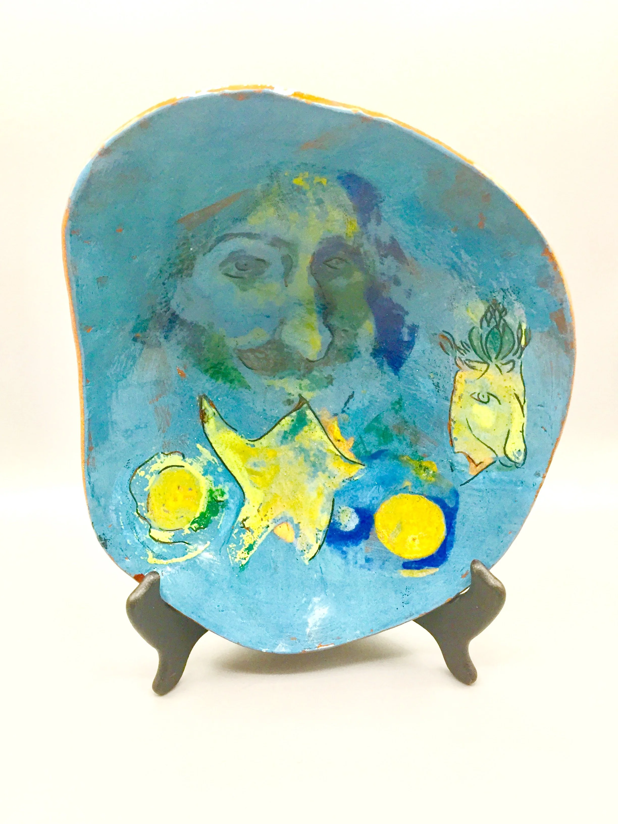 "Meher Baba with the Stars" 2020's, Ceramic terracotta handmade platter 