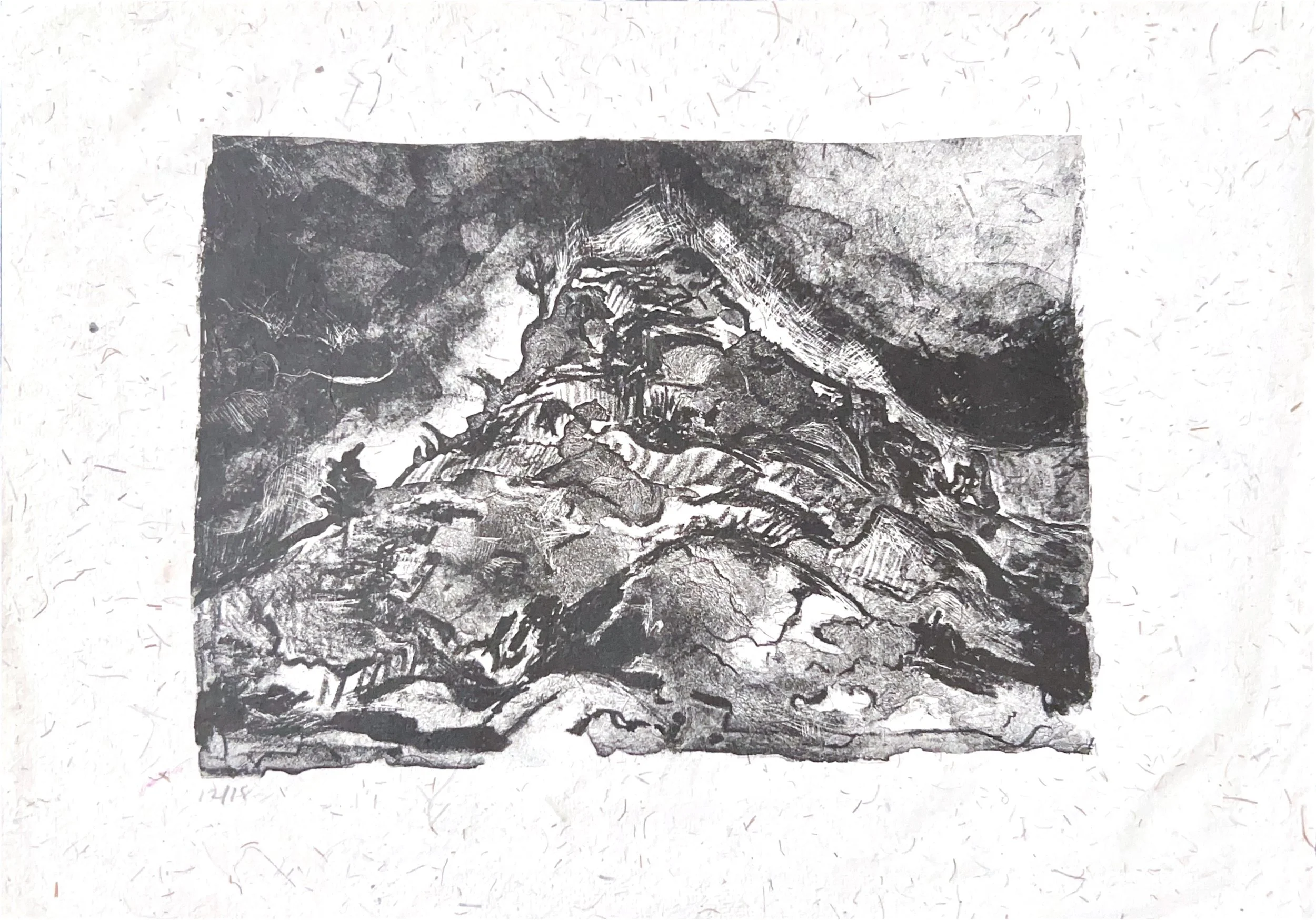 "Seclusion Hill" 2000's, Lithograph on handmade paper from India