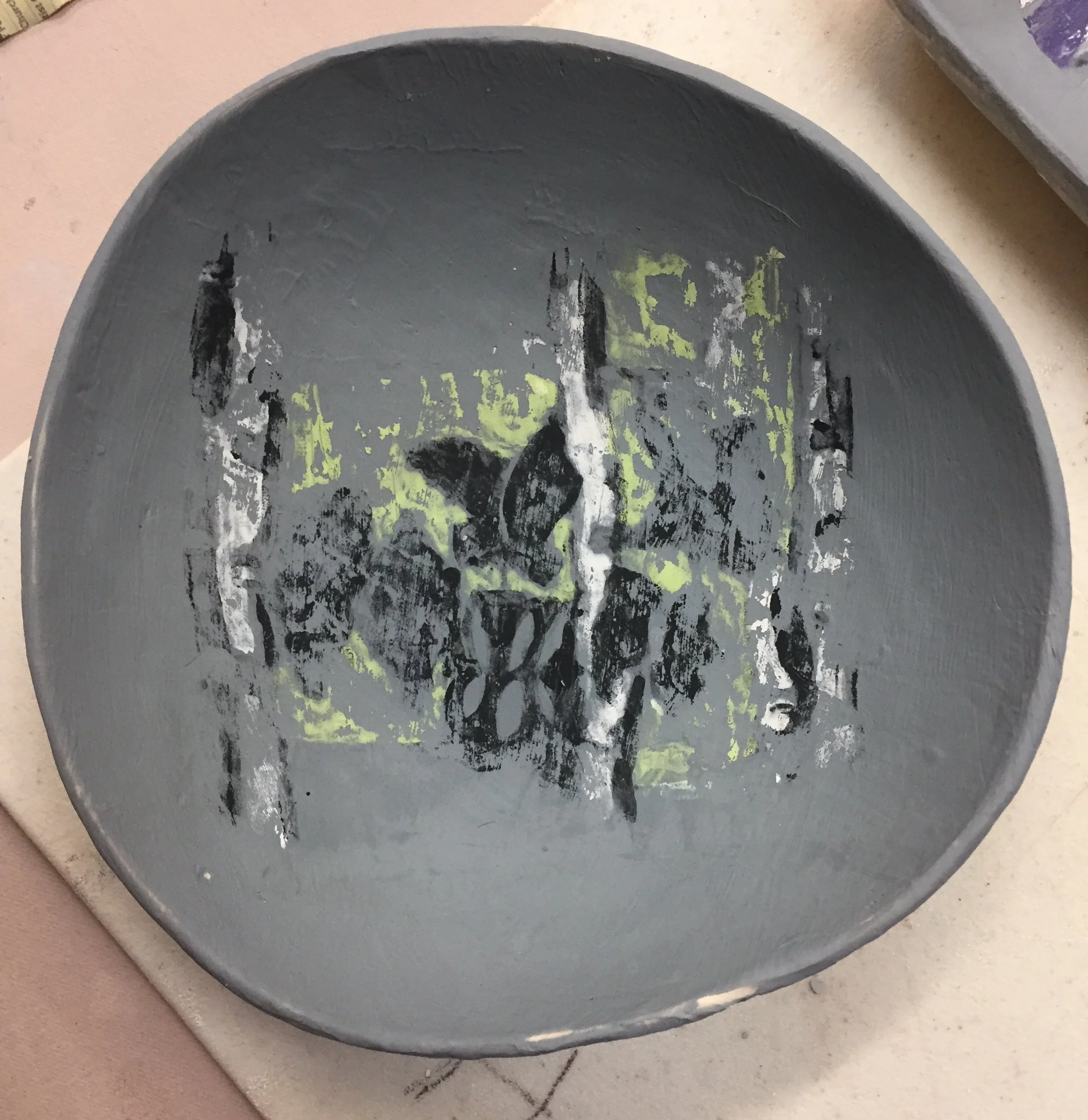 "Into the Woods" 2020's, Ceramic porcelain handmade plate 