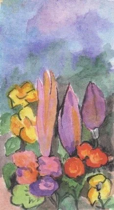 "Garden Flowers" 2019, Watercolor on paper