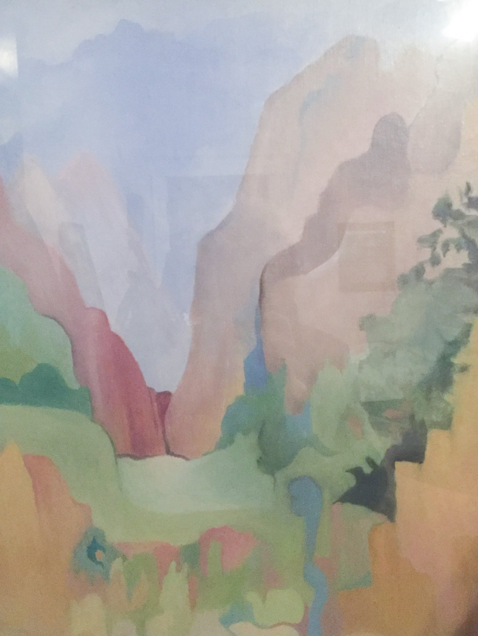"Looking into the Valley" 1980's, Oil on Canvas, Bandelier New Mexico