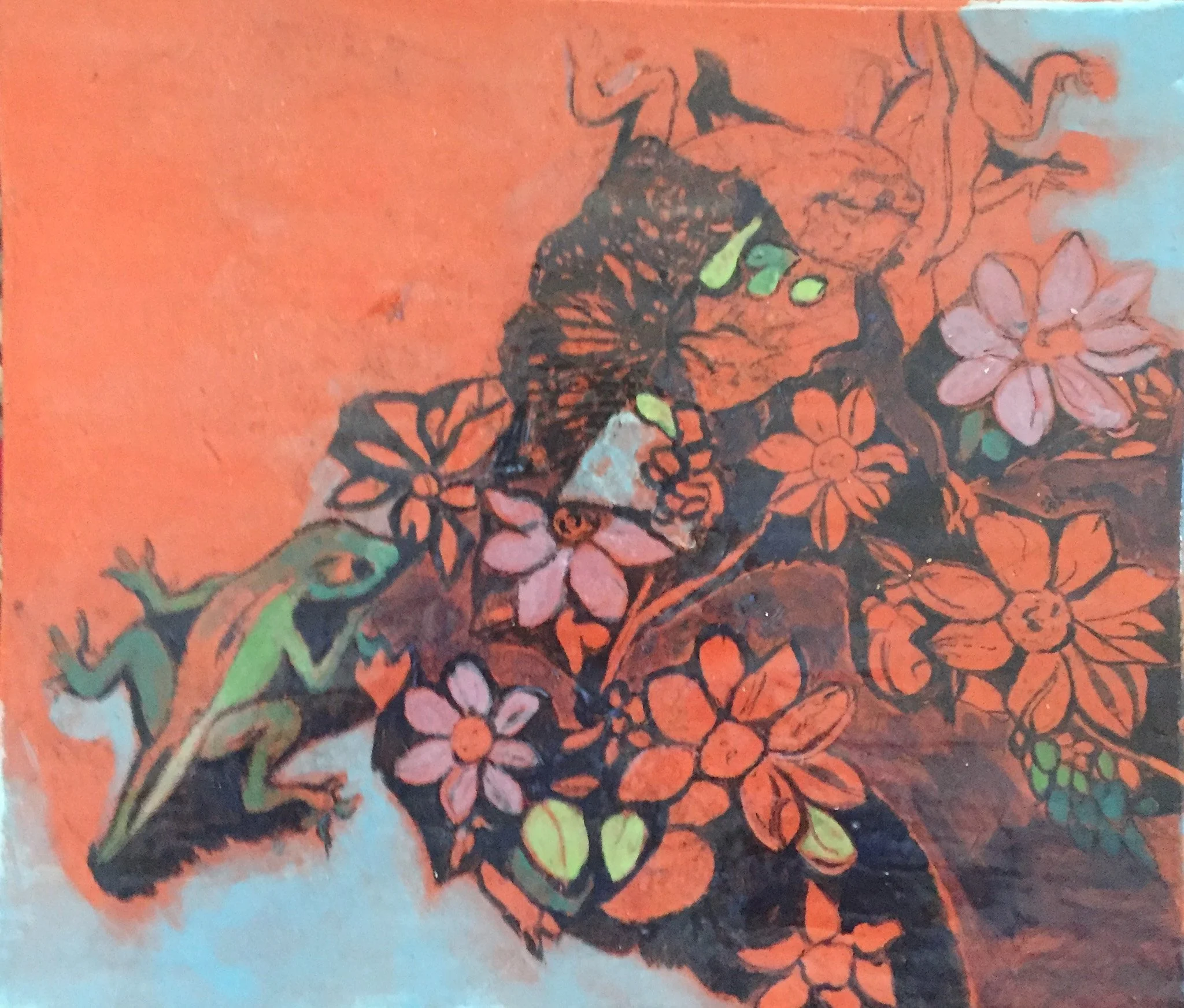 "Lizard on Refectory Door" 2019, Ceramic terracotta