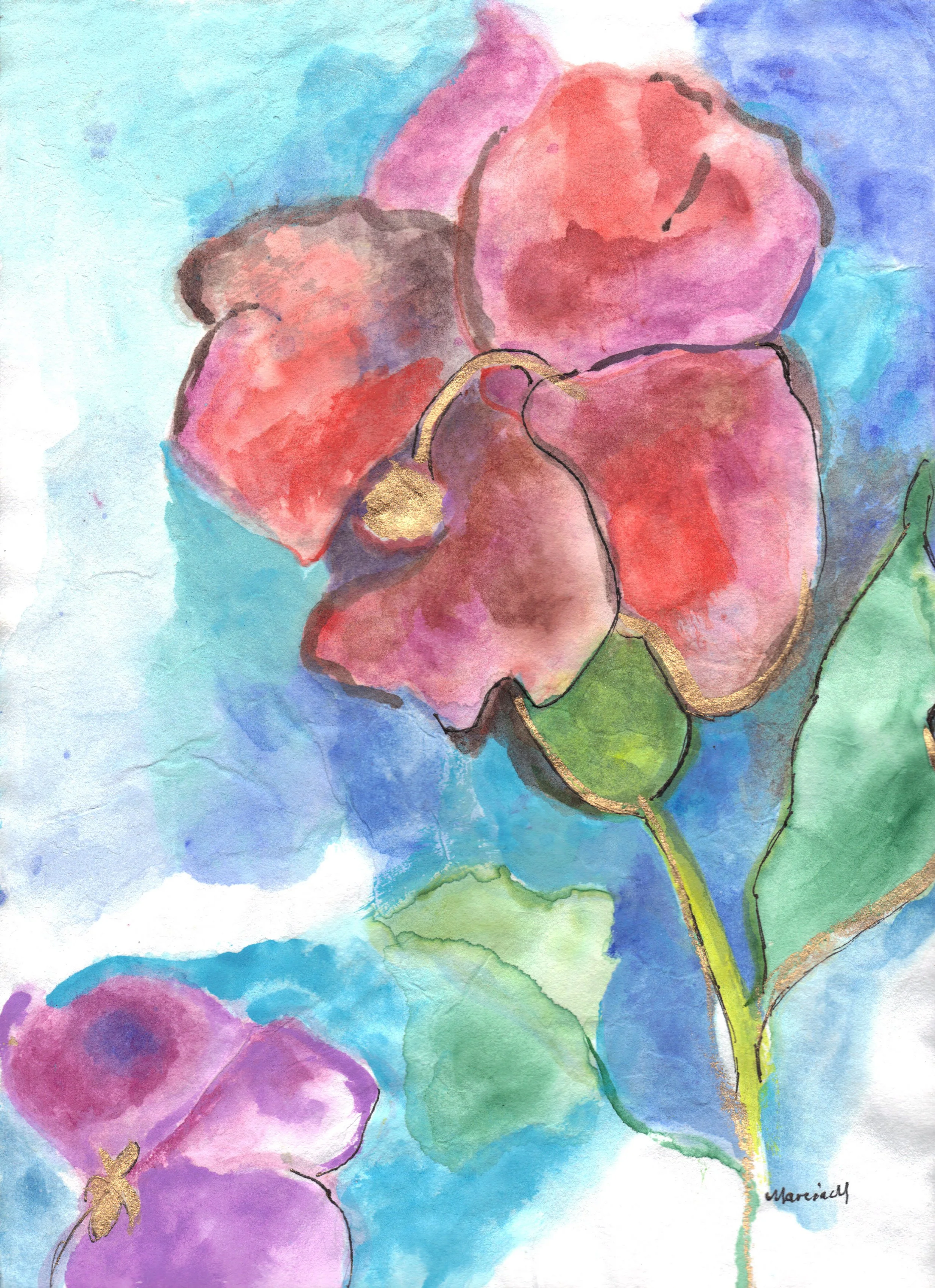 "Opera Flower" 2014, Watercolor on rice paper