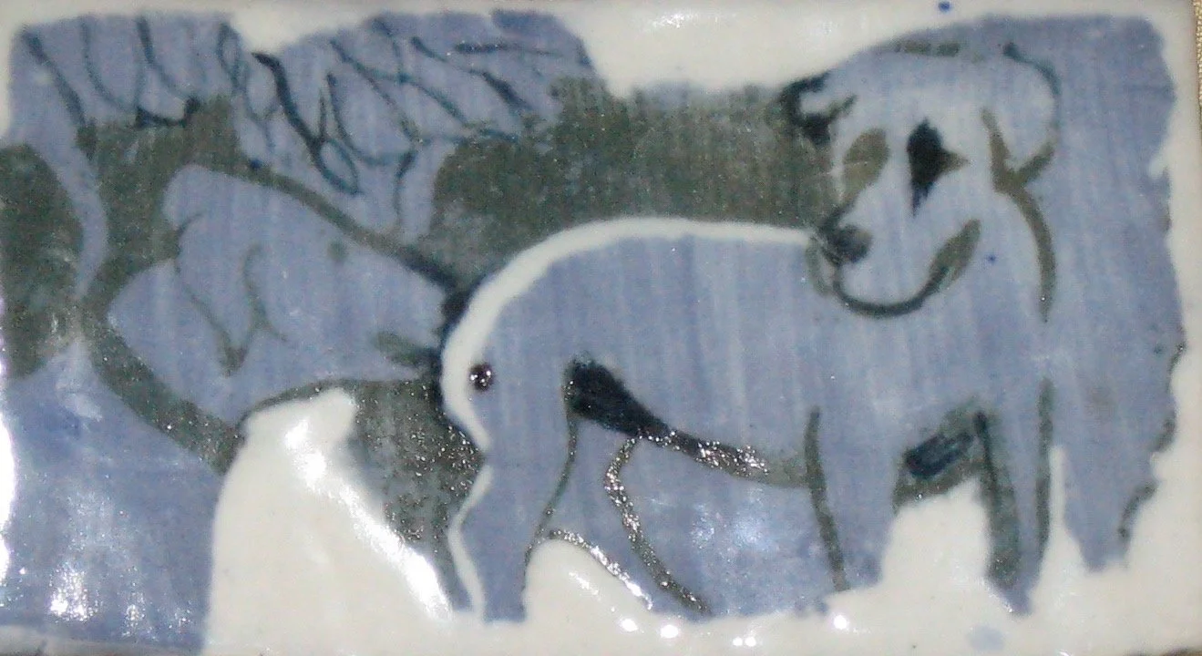 "My Best Friend Piglet" 2020’s, Ceramic porcelain handmade tile
