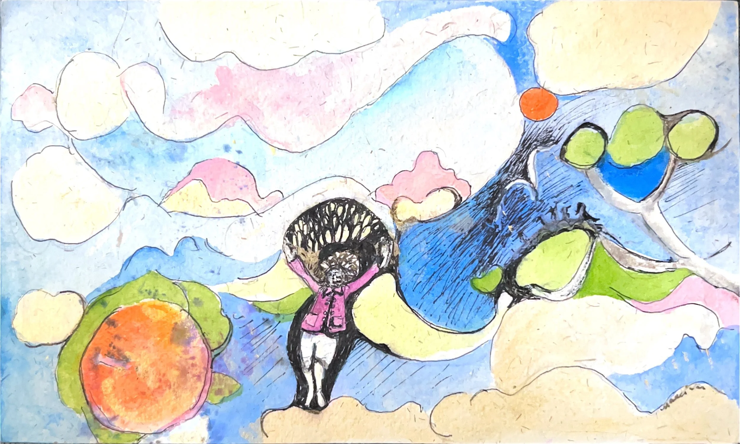 "Avatar Meher Baba Ki Jai" 2017, Watercolor  & ink on paper