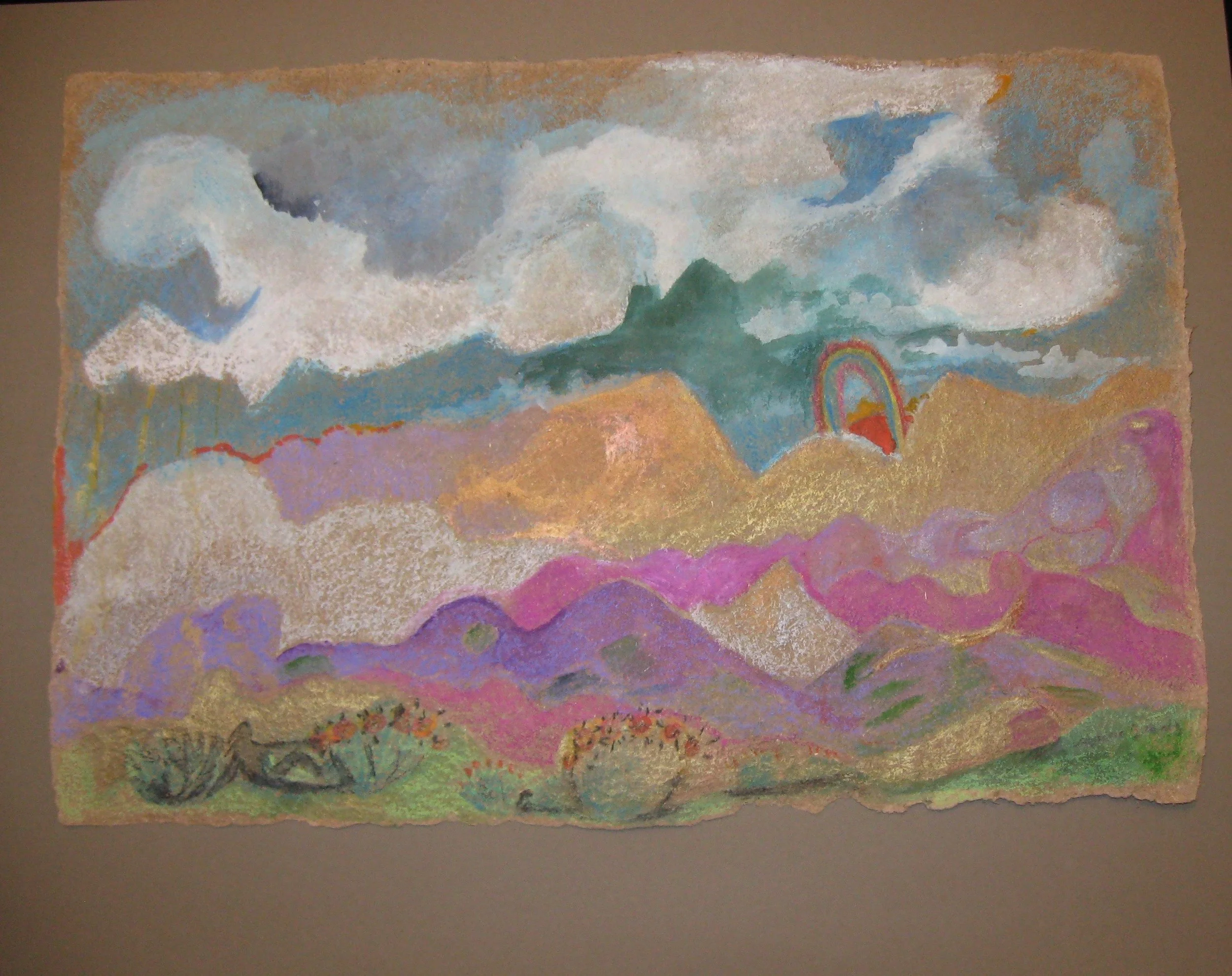 "Mindscapes" 1995, Watercolor crayon on handmade paper, Guatemala