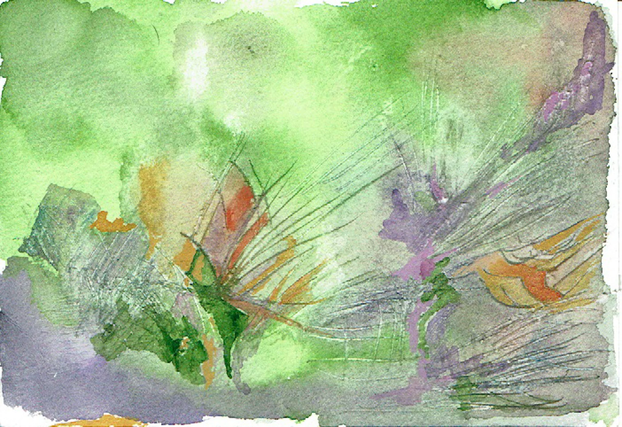 "In the Wind" 2010's, Watercolor on handmade paper