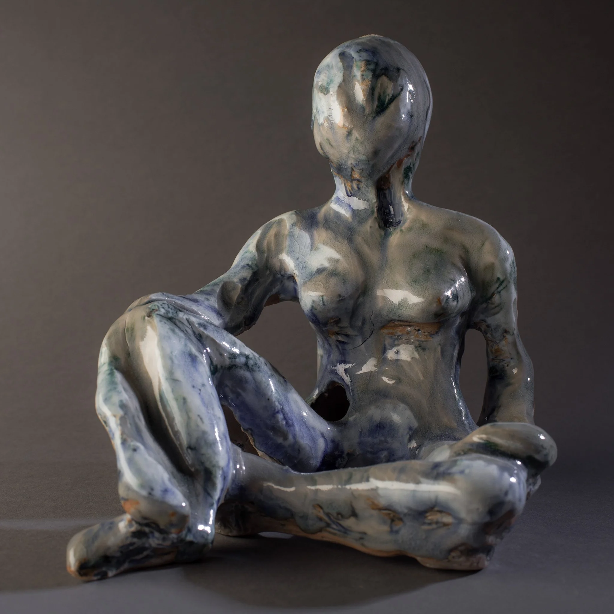 "Sitting Figure" 2020's, Ceramic porcelain sculpture