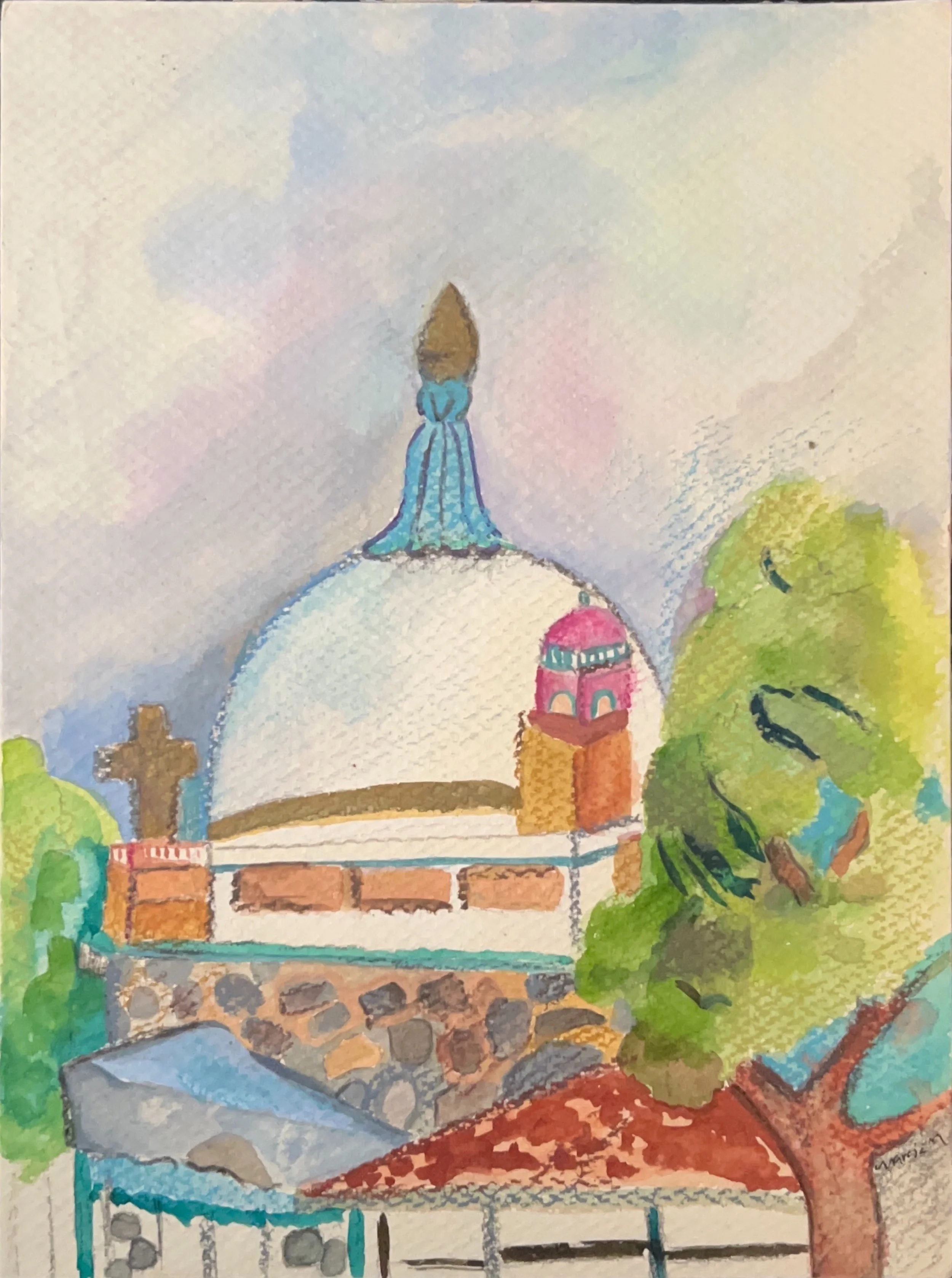 "Avatar Meher Baba’s Samadhi" 2009, Watercolor on paper
