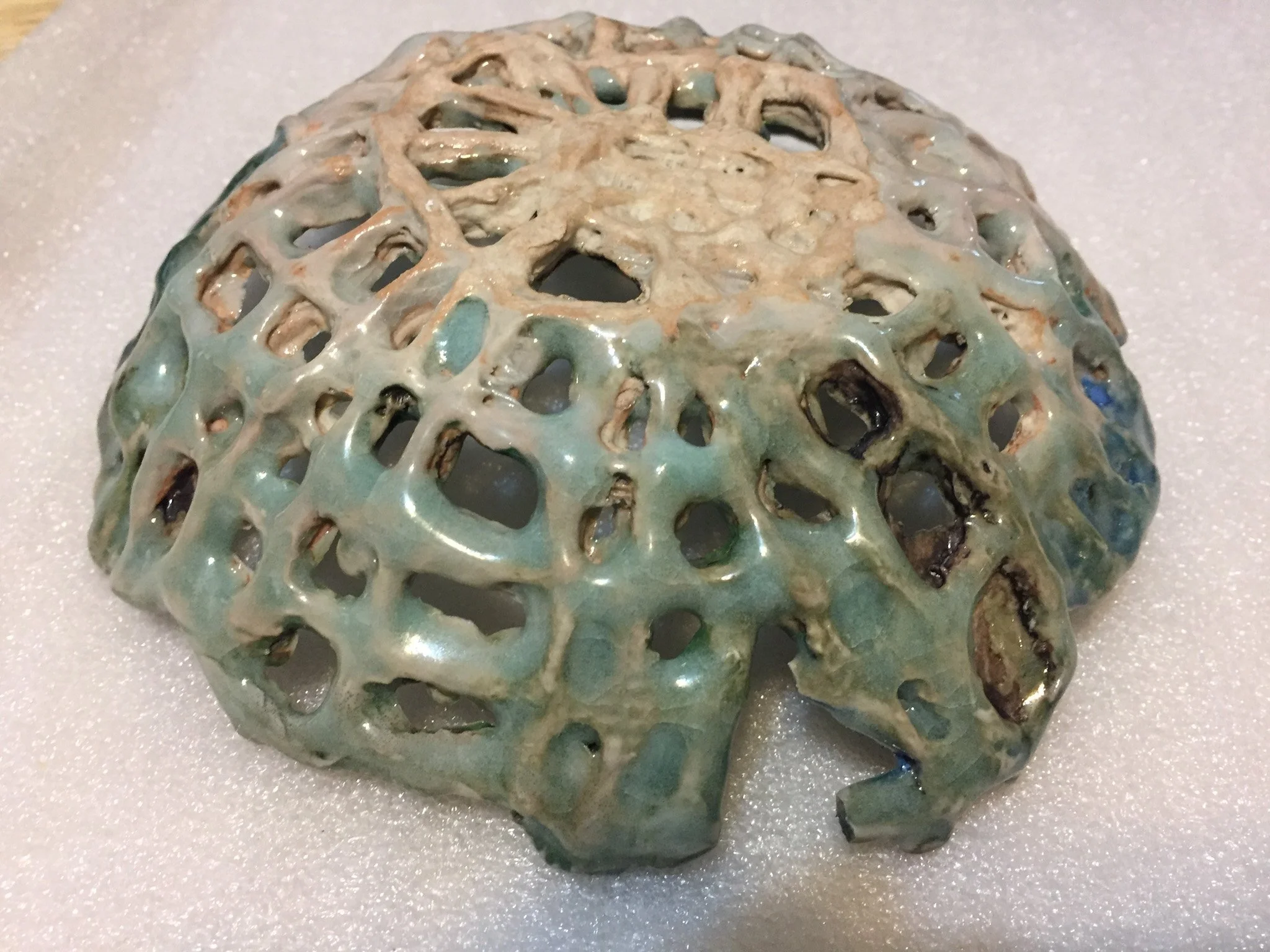 "Fragile Green Vessel" 2019, Ceramic porcelain with paper, Bottom view