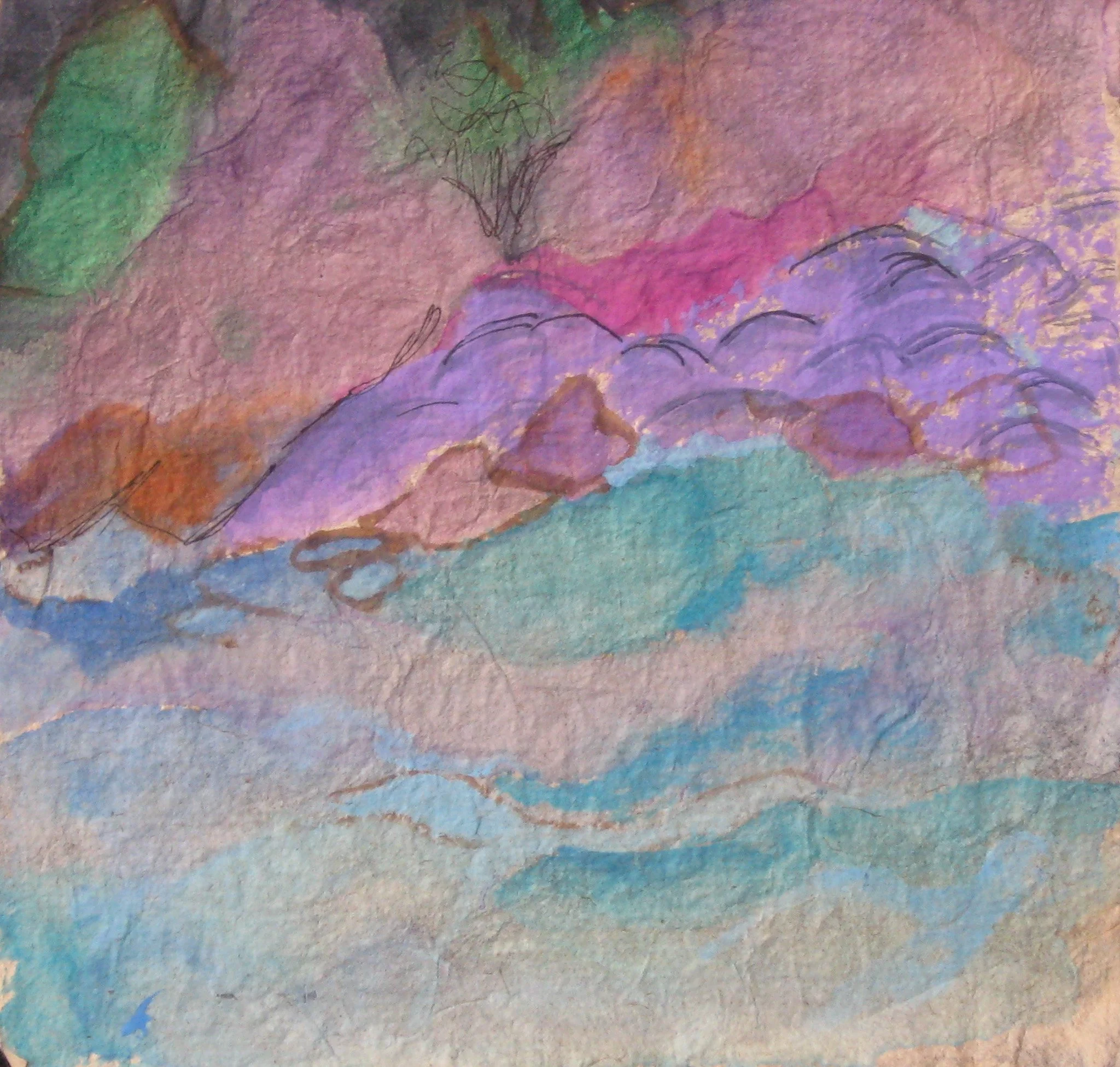 "Rogue River" 1978, Watercolor on rice paper, On A Journey When Talia Was Born