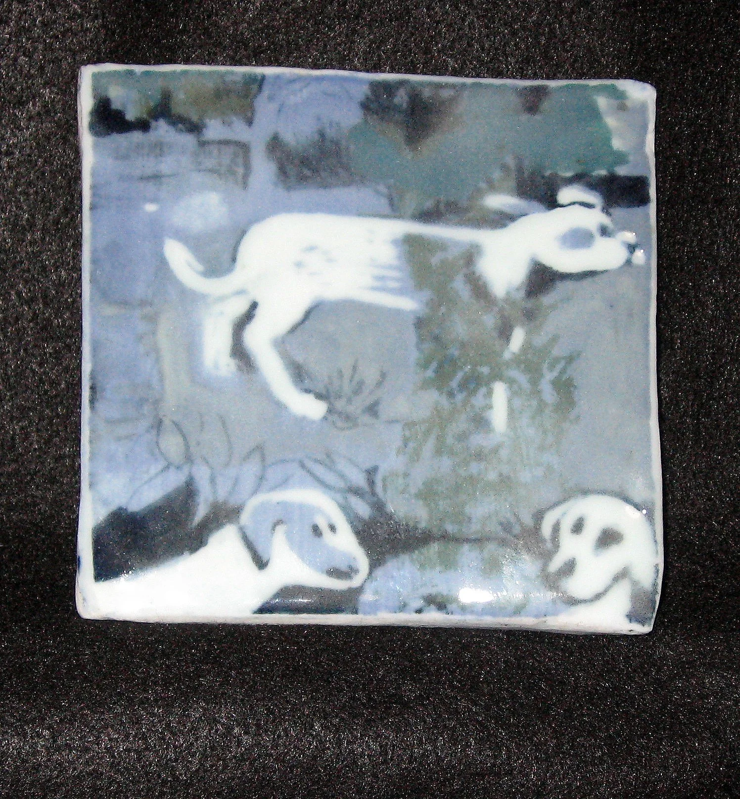 "Three favorite dogs" 2000’s, Handmade porcelain tile