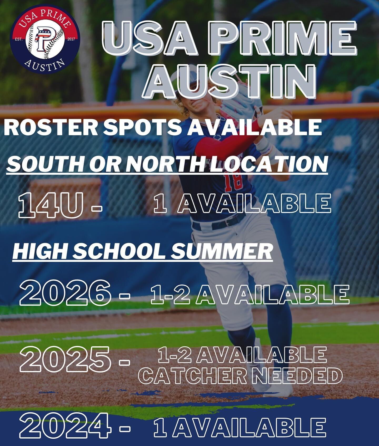 ‼️FINAL ROSTER OPPORTUNITIES‼️

Shoot us a DM or email info@usaprimeaustin.com to set up a private workout!
.
#usaprimebaseball #usaprimeaustin #usaprimefamily #primeontop #primemovement