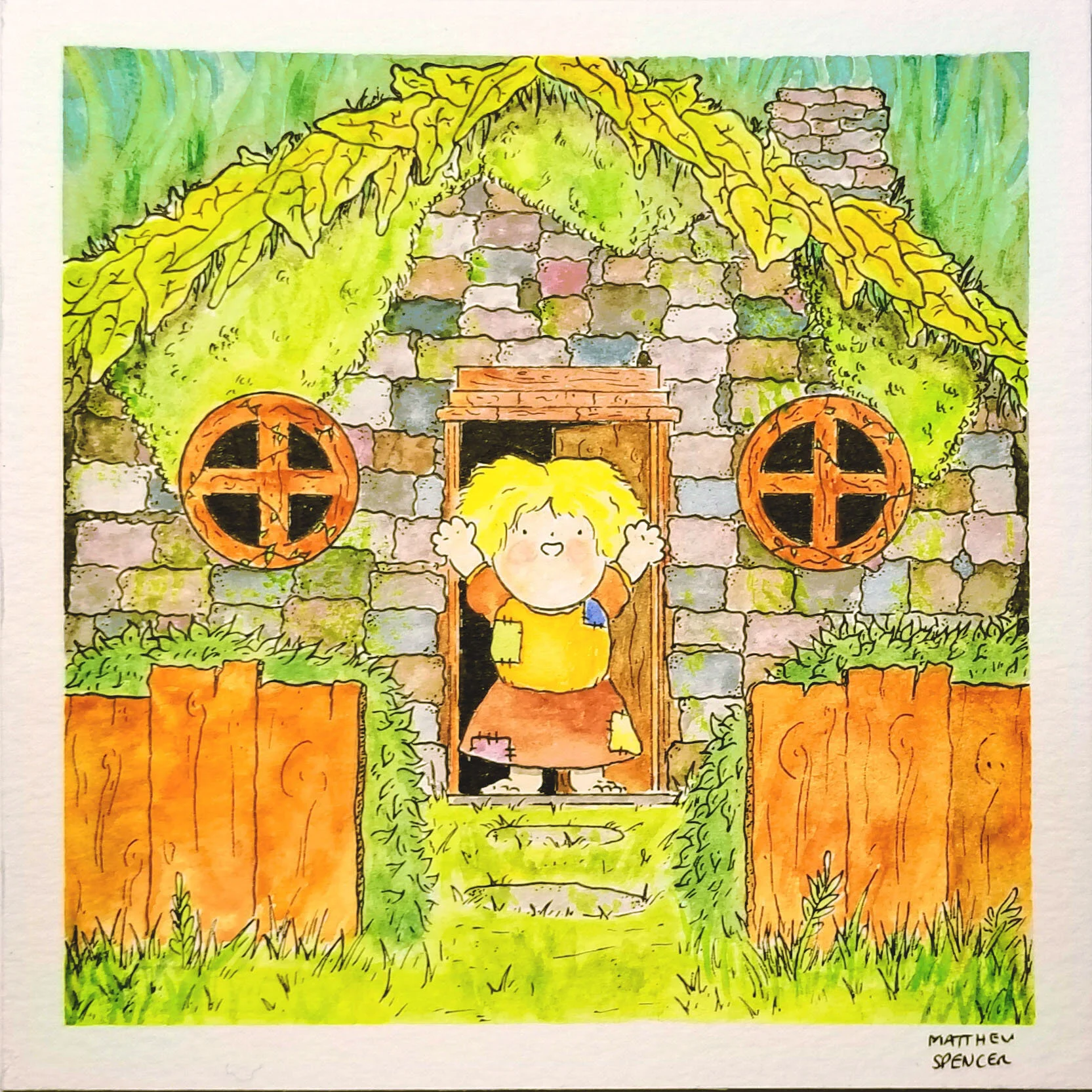 You're Patches' Special Guest! (2018, 6x6, Watercolor/Ink)