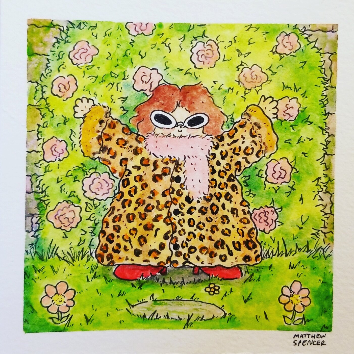 The Number One Diva in Milan (2019, 4x4, Watercolor/Ink)