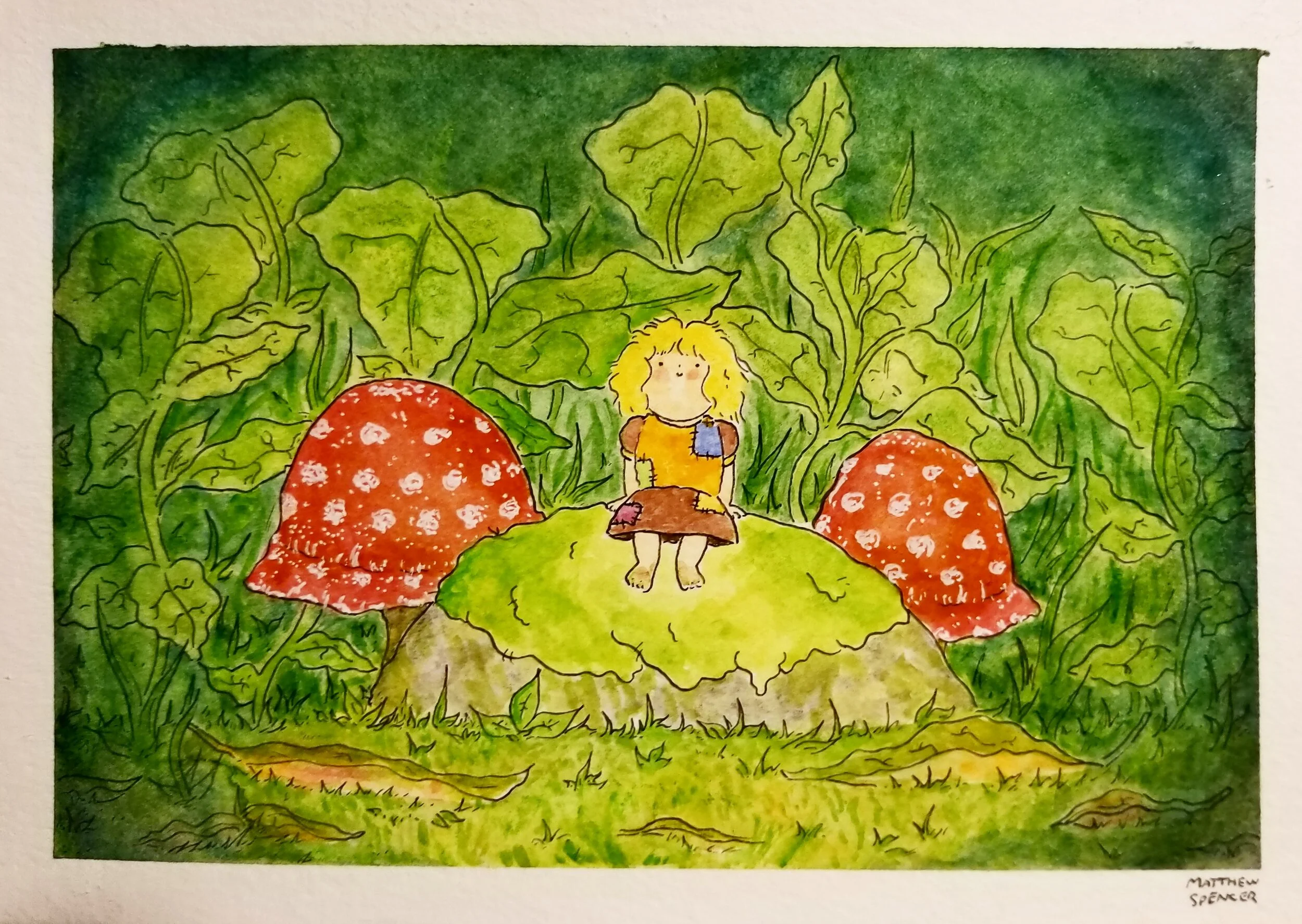 Patches In Solitude (2019, 4x6, Watercolor/Ink)
