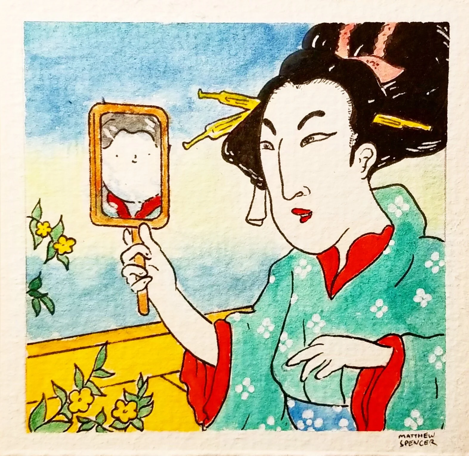 It's Me! (2019, 4x4, Watercolor/Ink)