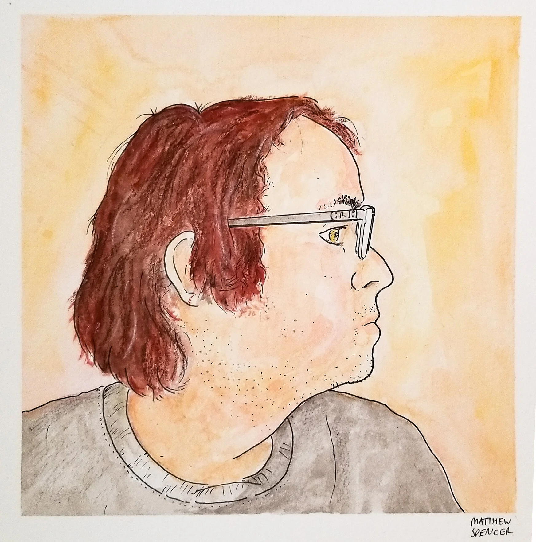 Self Portrait (2018, 5x5, Watercolor/Ink)