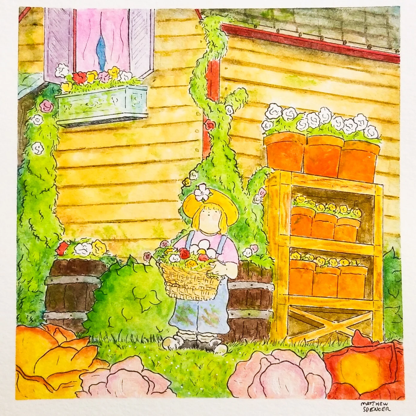Sunshine's Garden (2019, 5x5, Watercolor/Ink)
