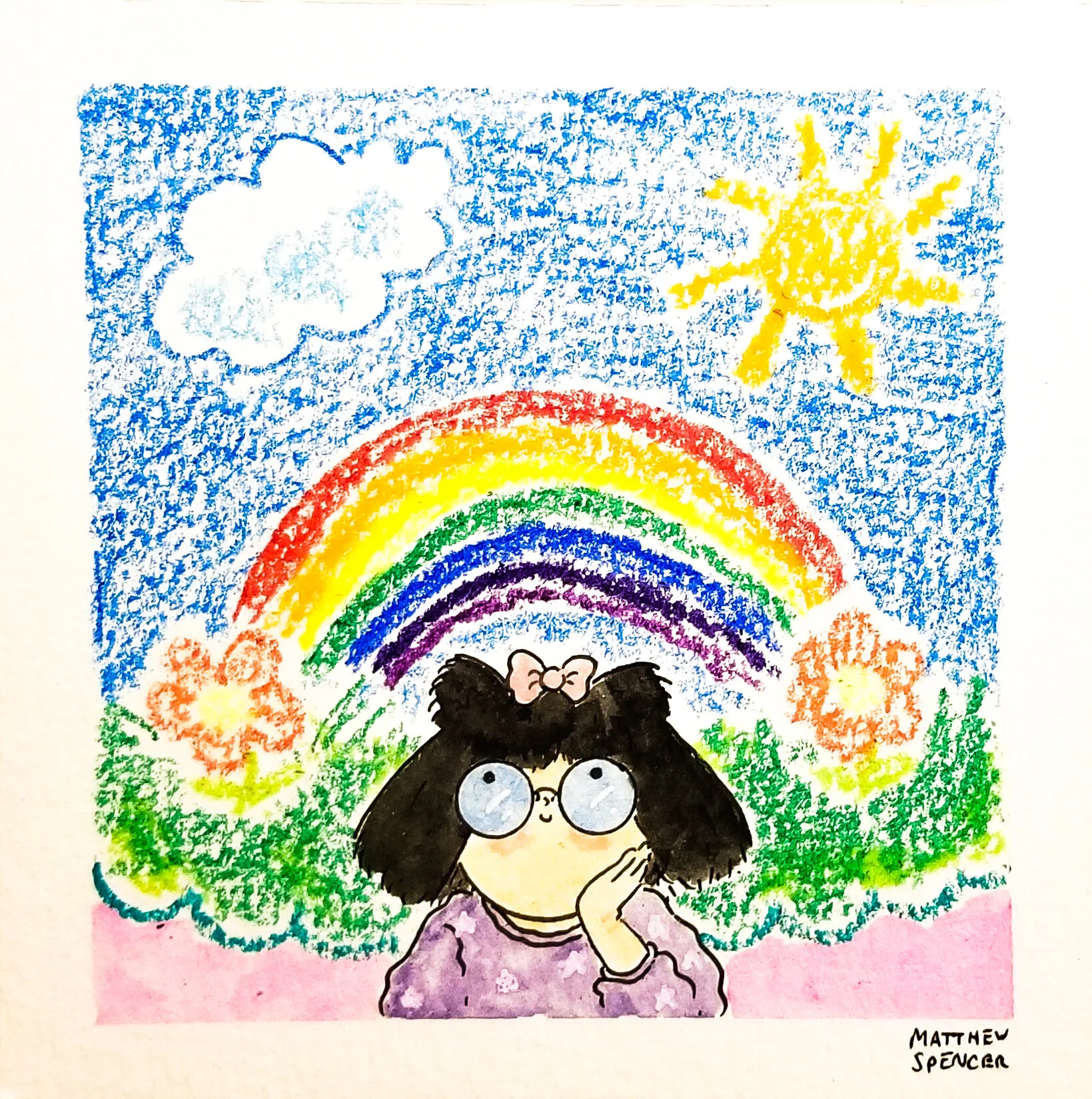 A Dreamer (2018, 4x4, Watercolor/Ink)