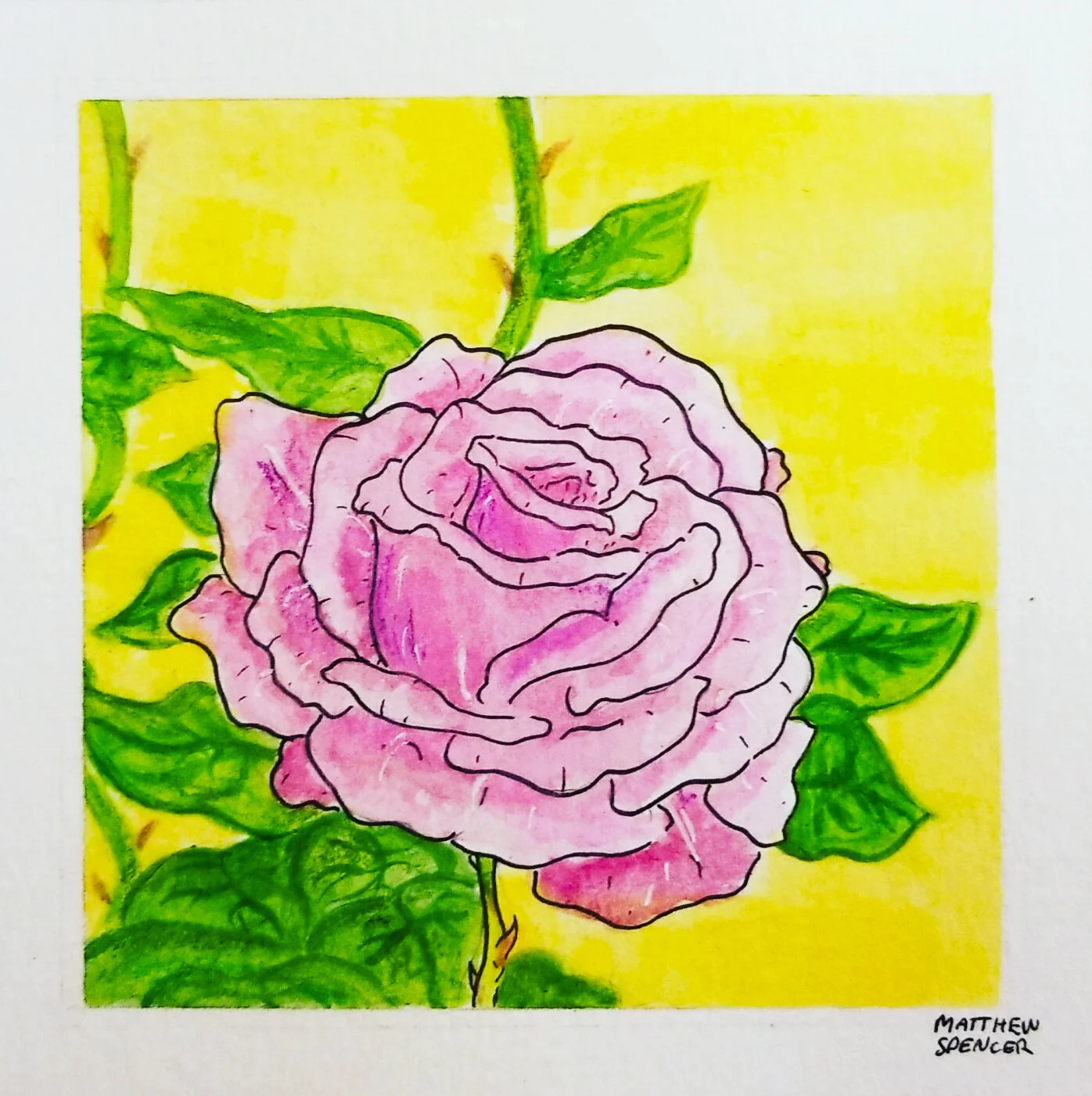 Flower No. 23 (2019, 4x4, Watercolor/Ink)