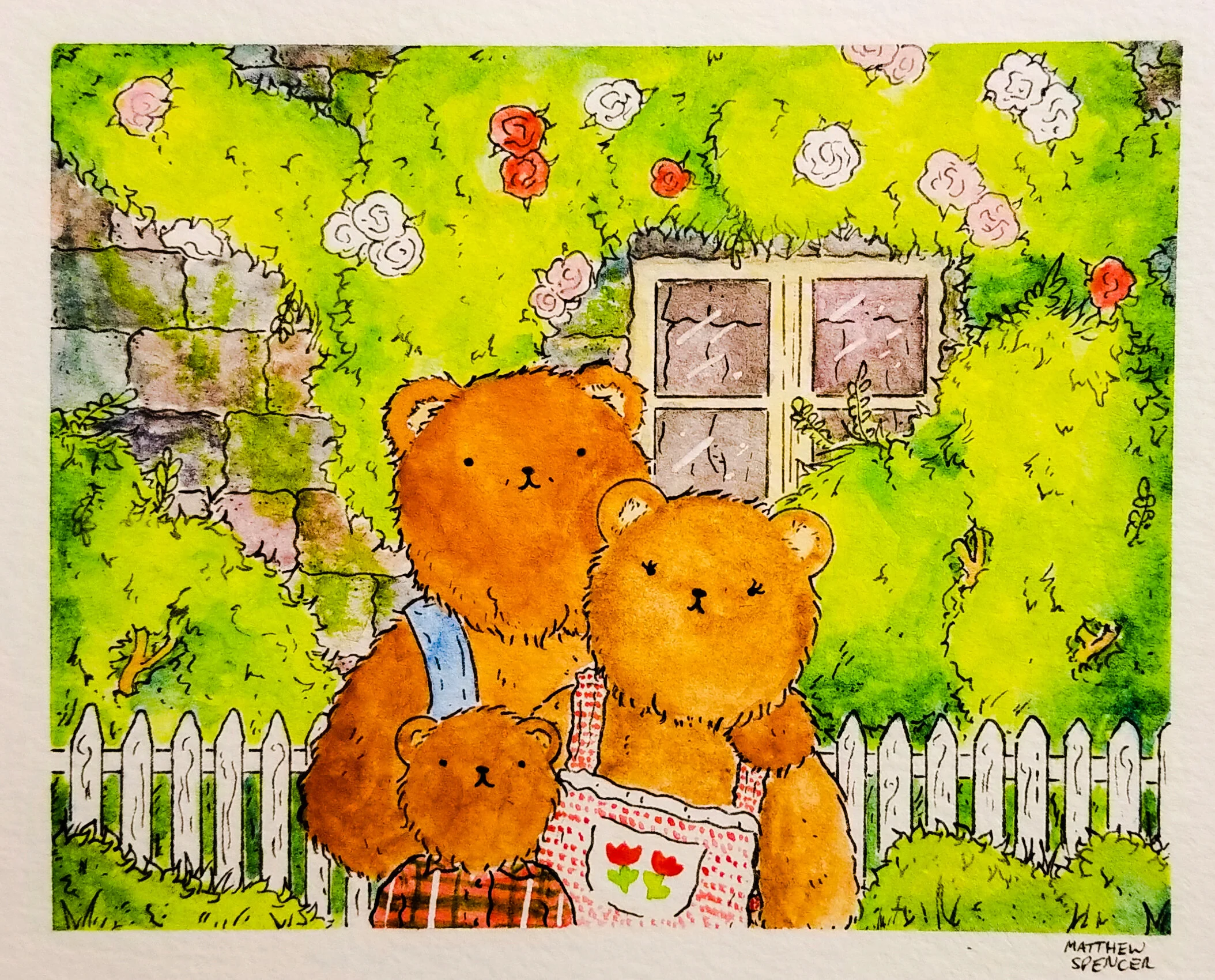 Bear Family (2019, 4x5, Watercolor/Ink)