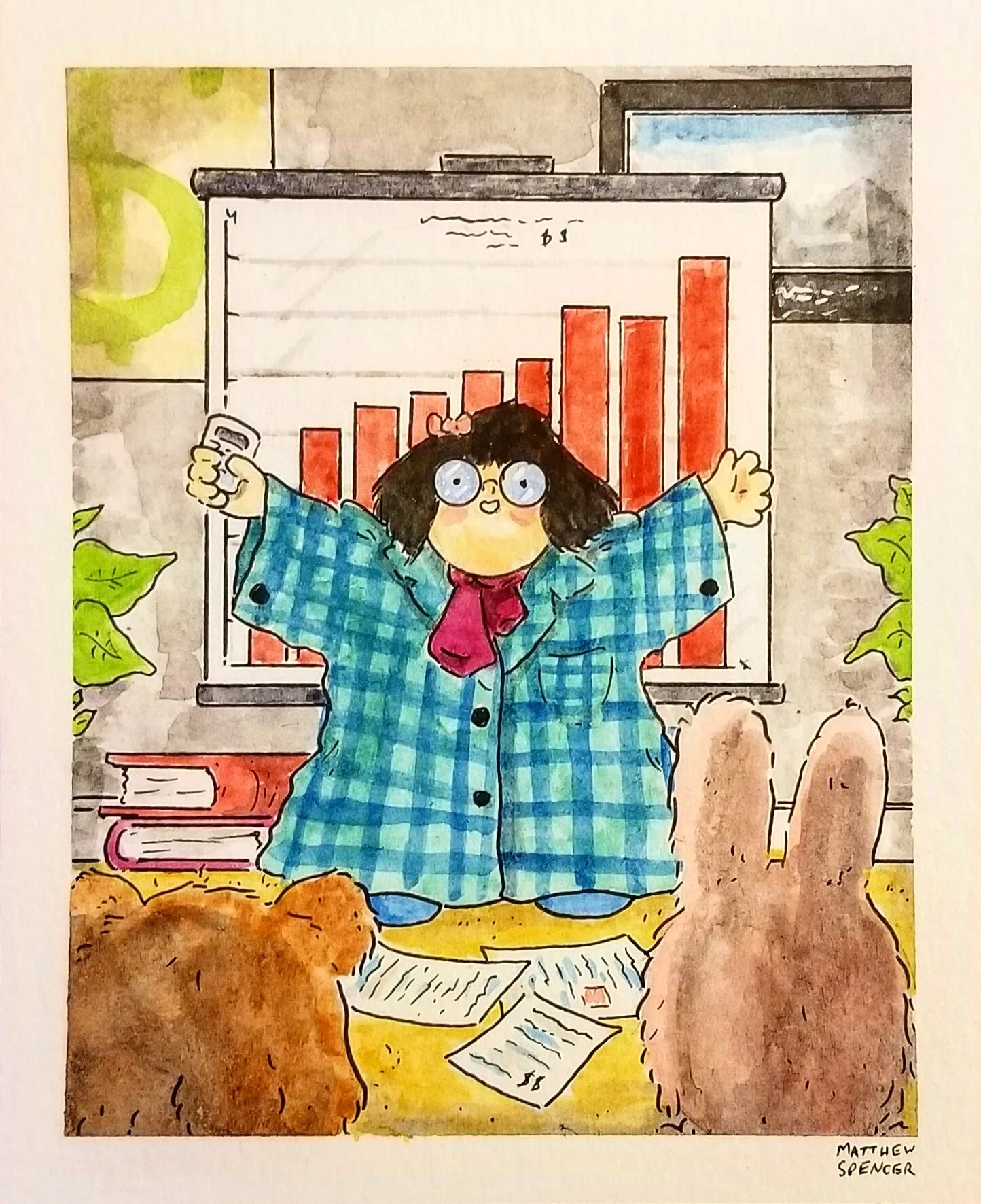 Business Girl! (2019, 4x5, Watercolor/Ink)